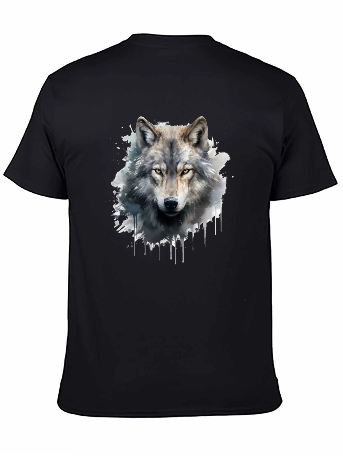 Black Wolf Graphic Print Black T-Shirt view 4