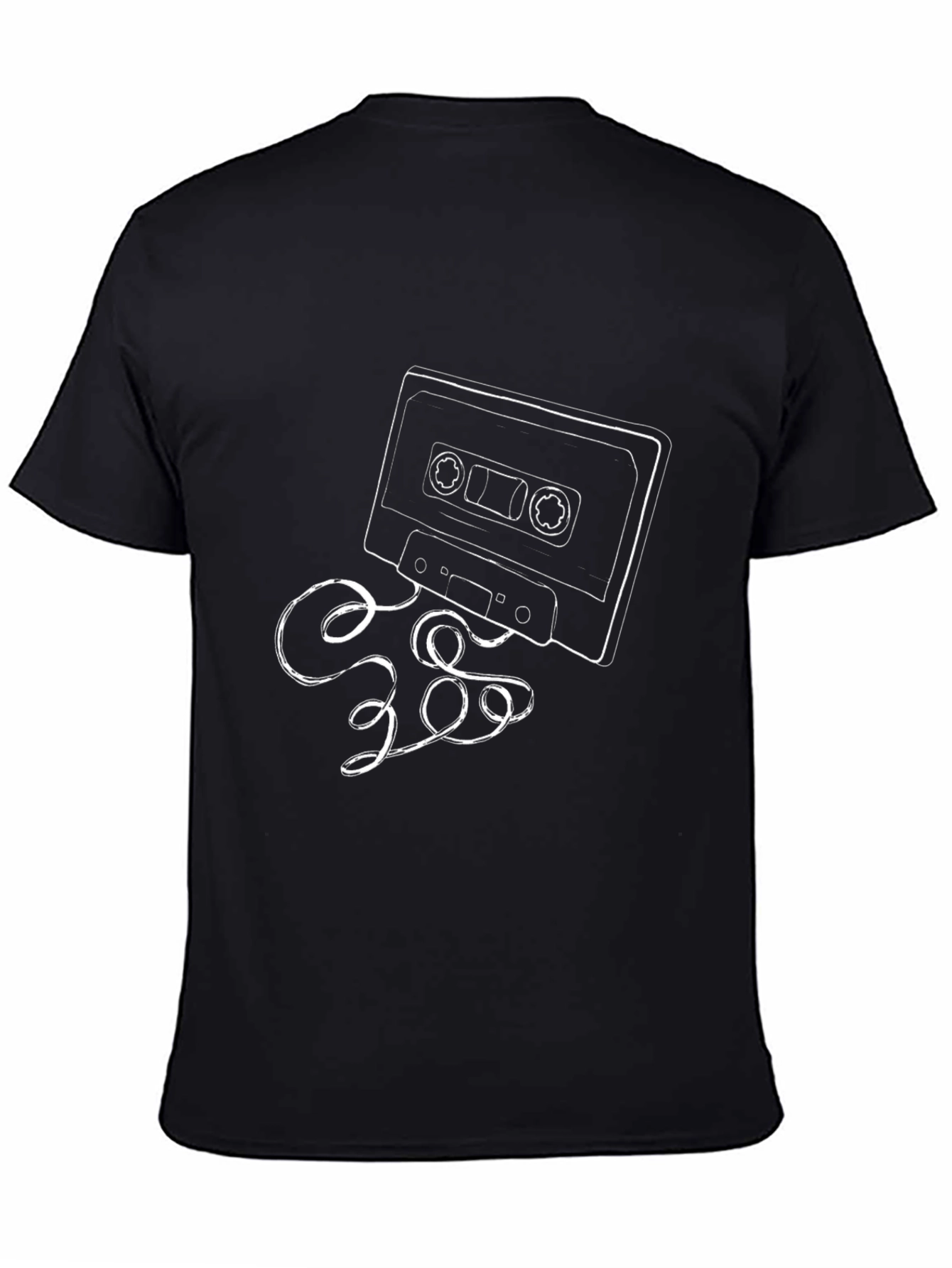Black Retro Cassette Tape Graphic T-Shirt view 4