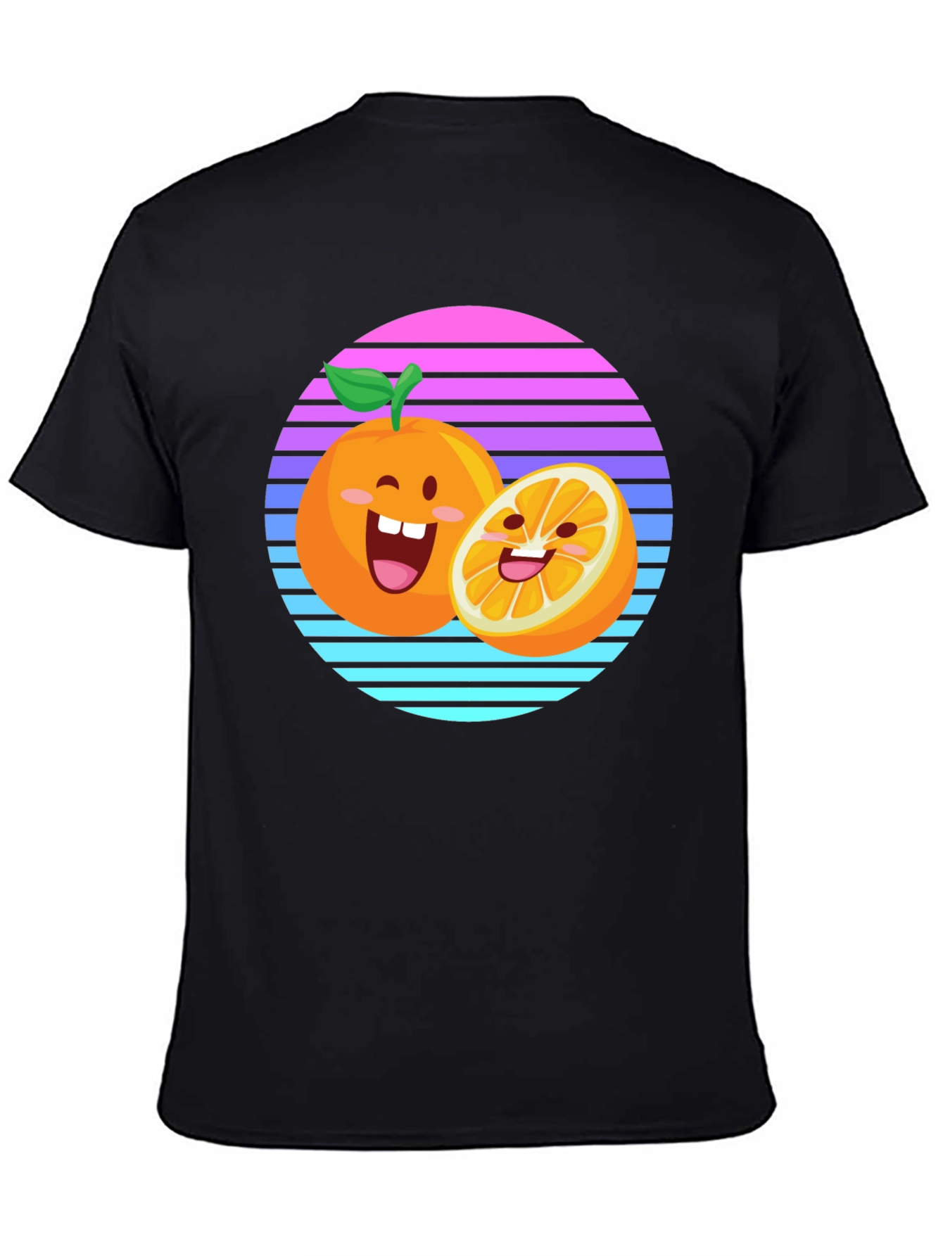 Black Cartoon Orange Sunset T-Shirt view 4