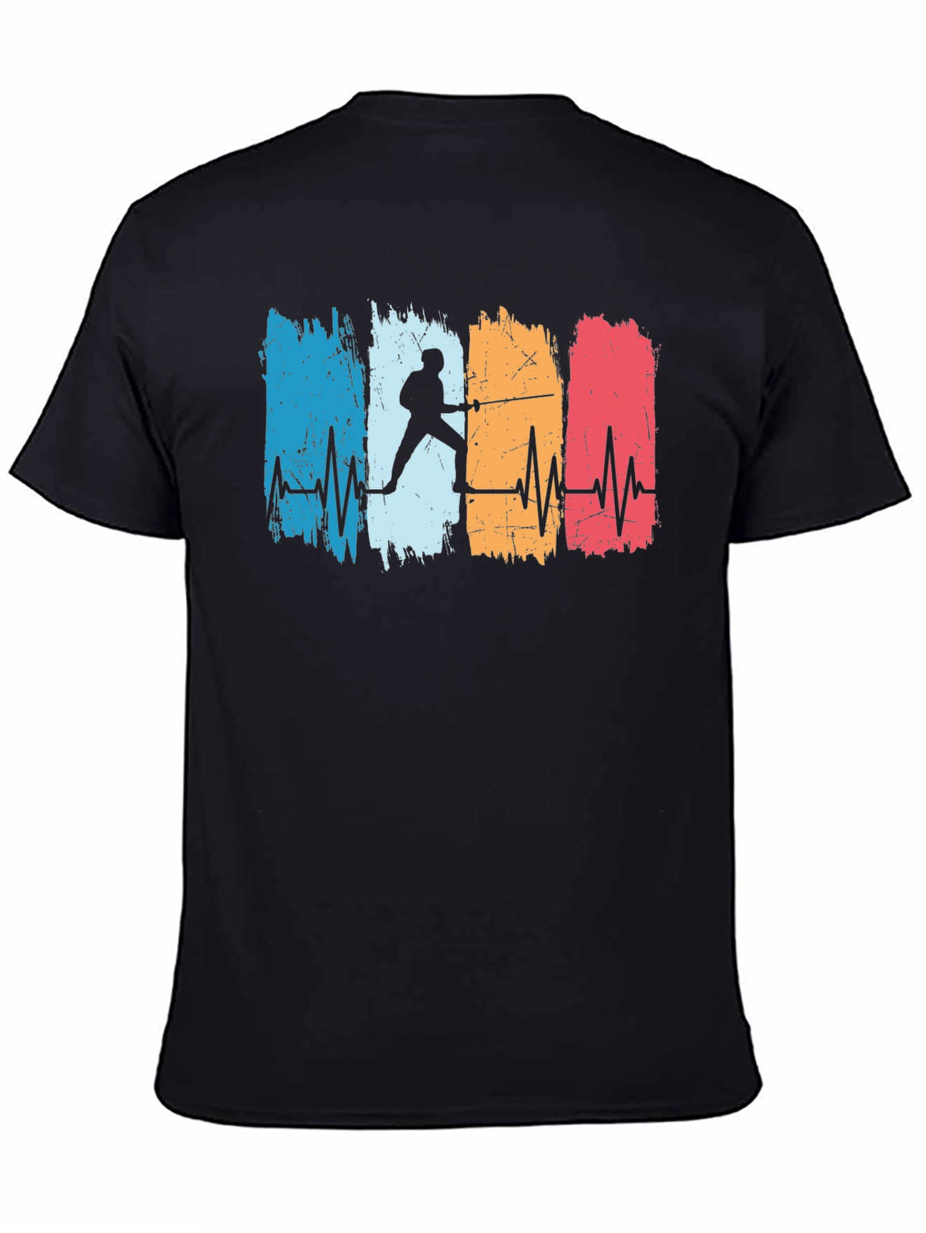 Black Fencing Heartbeat Graphic Tee view 4