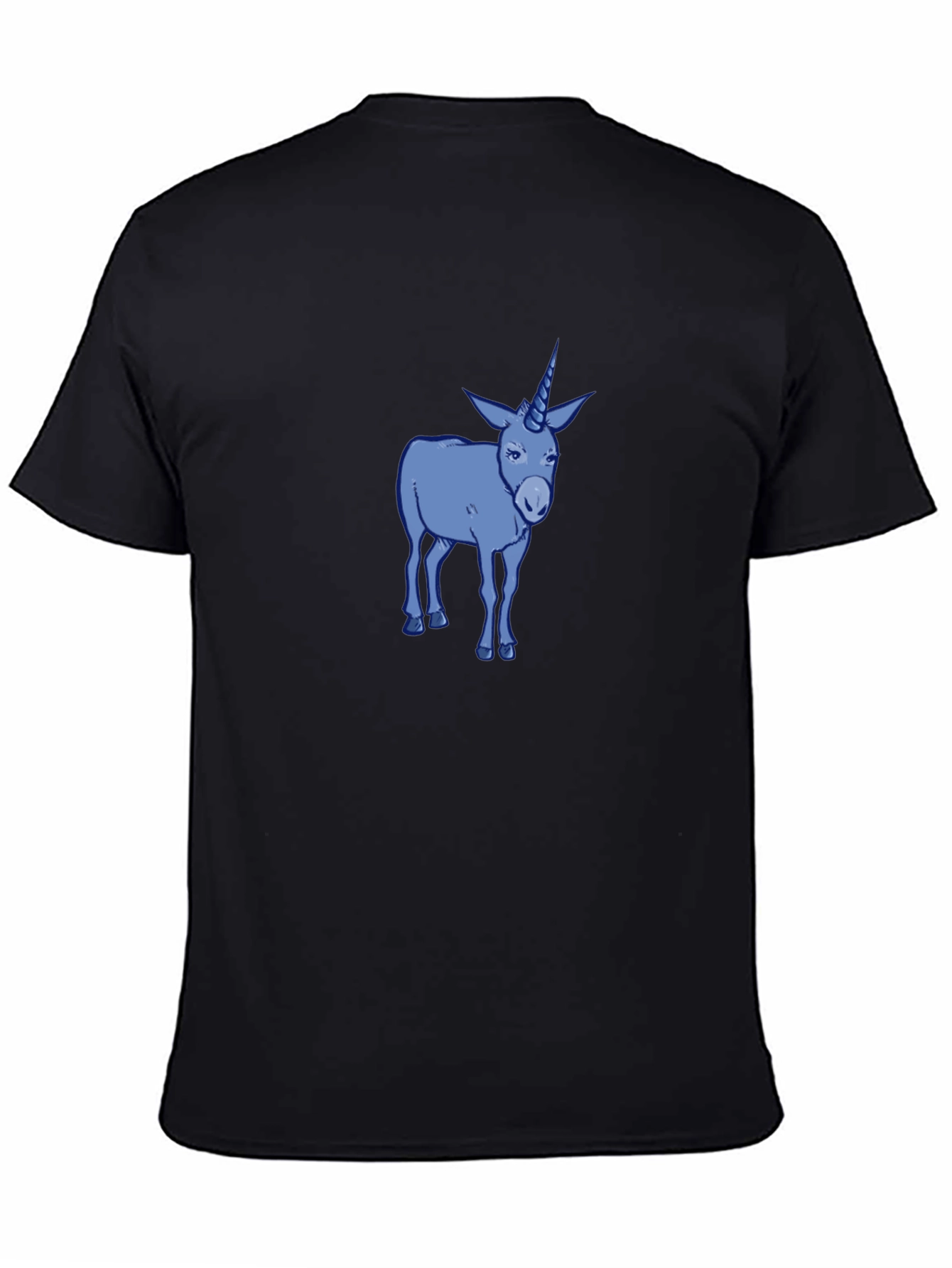Black Unicorn Donkey Graphic Tee - Men's Black Cotton T-Shirt view 4