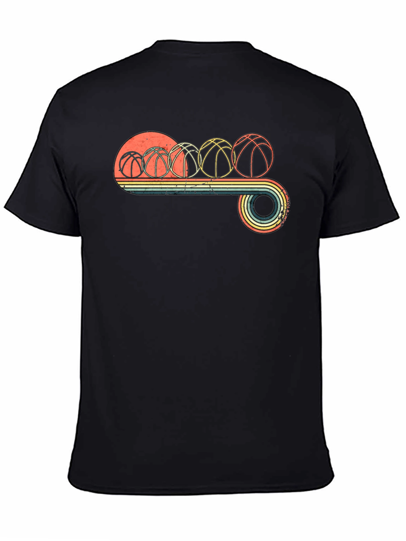 Black Retro Basketball Evolution Graphic T-Shirt view 4