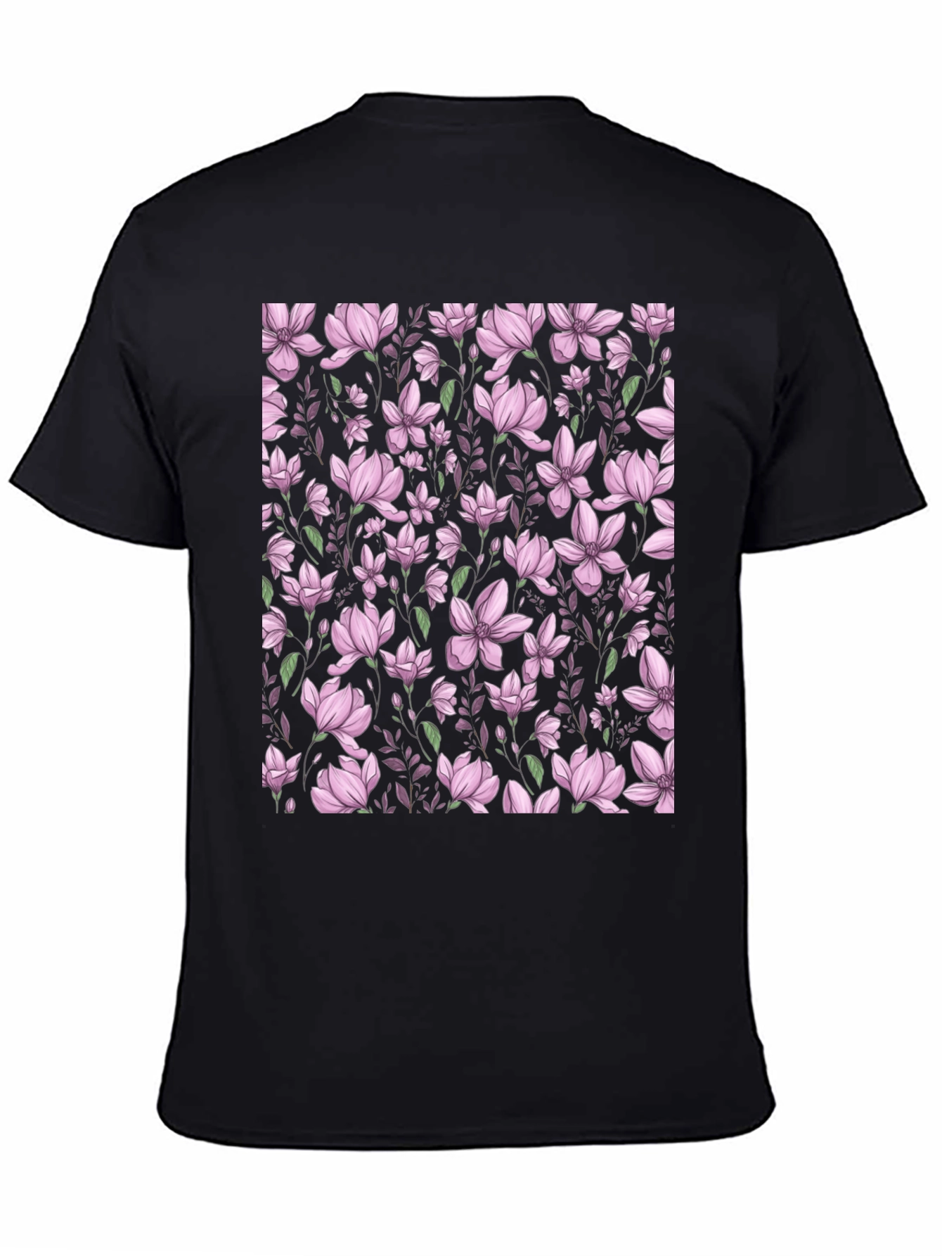 Black Floral Print T-Shirt - Black view 4