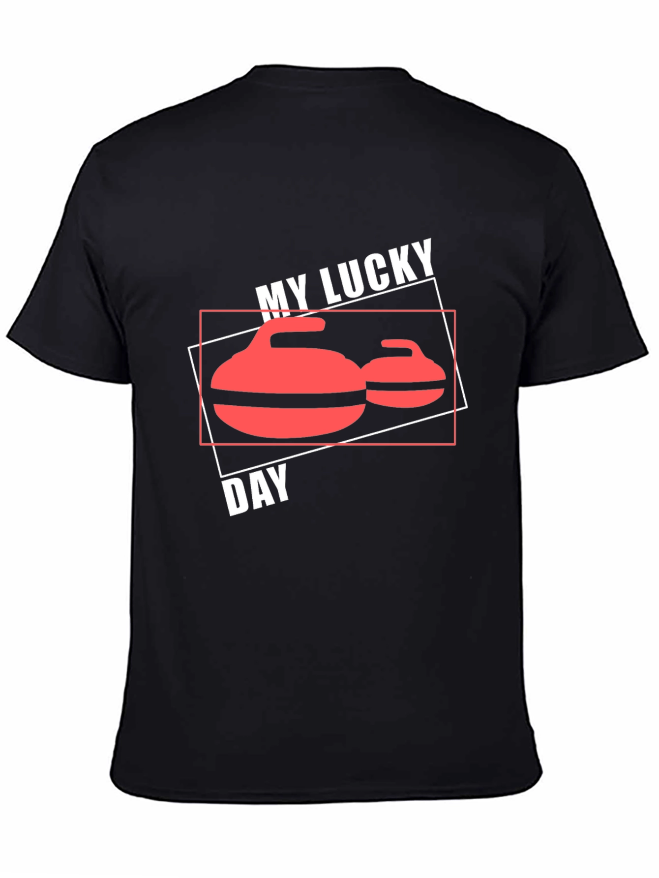 Black My Lucky Day Curling T-Shirt - Sports Tee view 4