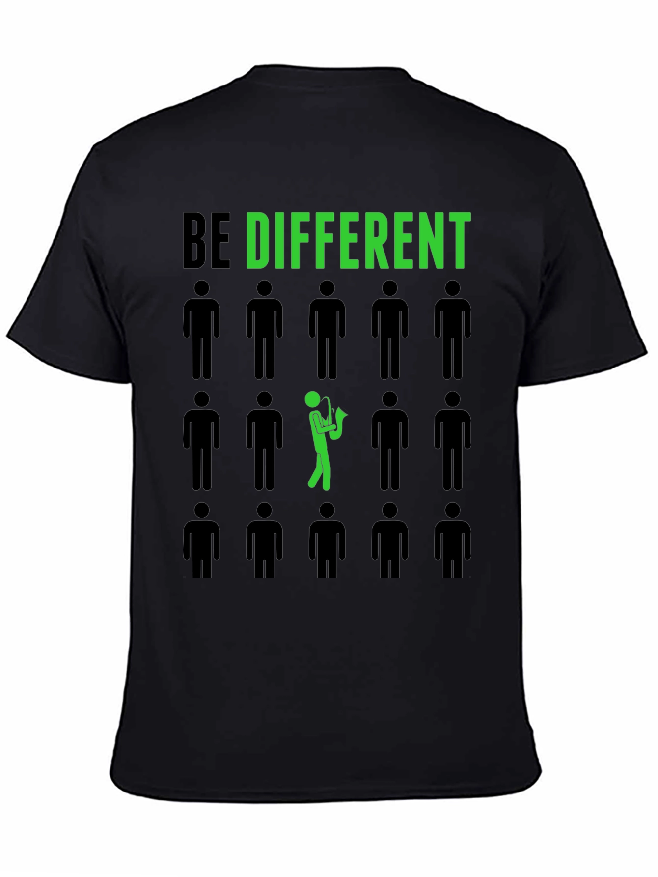 Black Be Different Saxophone Graphic Tee - Black Cotton Shirt view 4