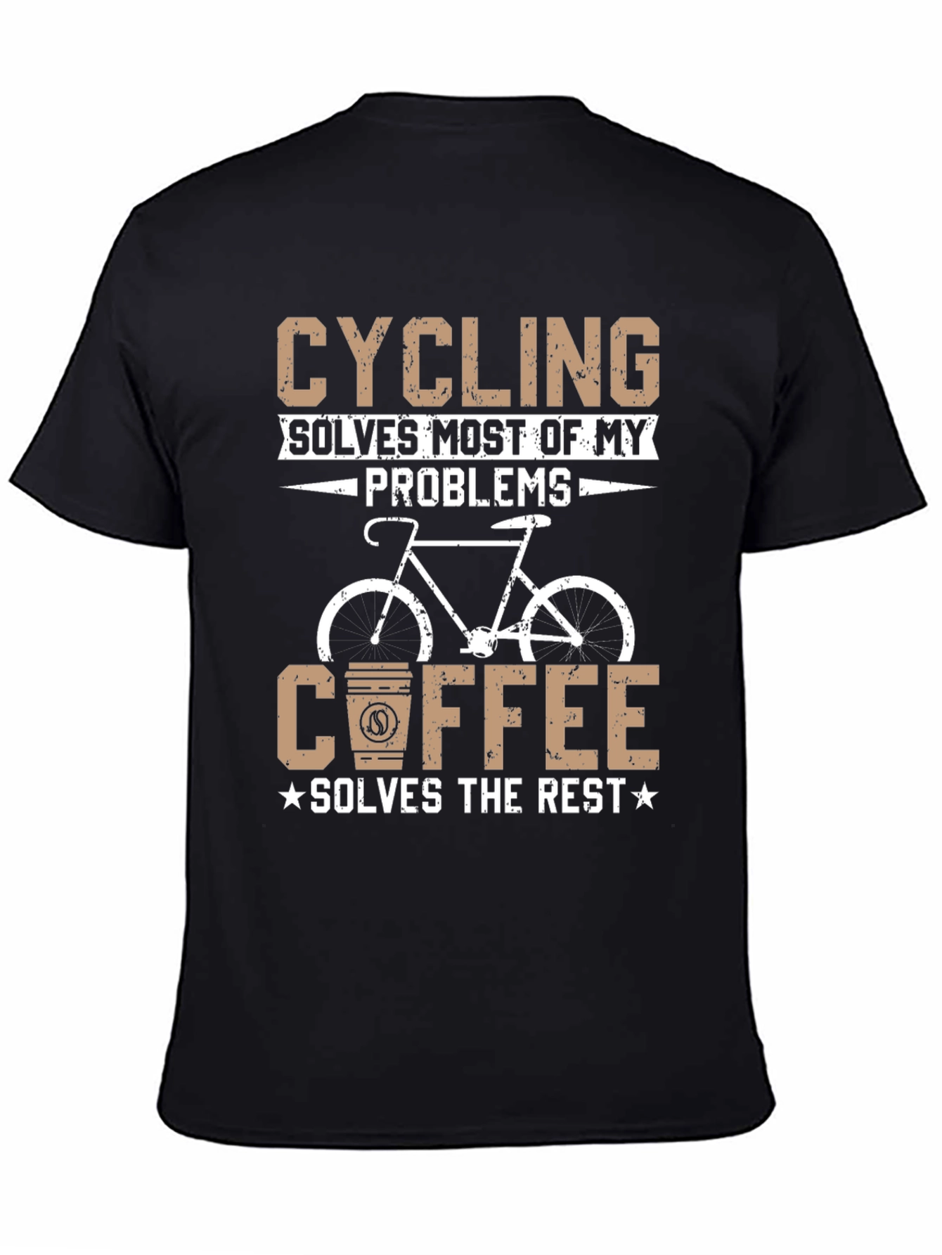 Black Cycling and Coffee Graphic T-Shirt view 4