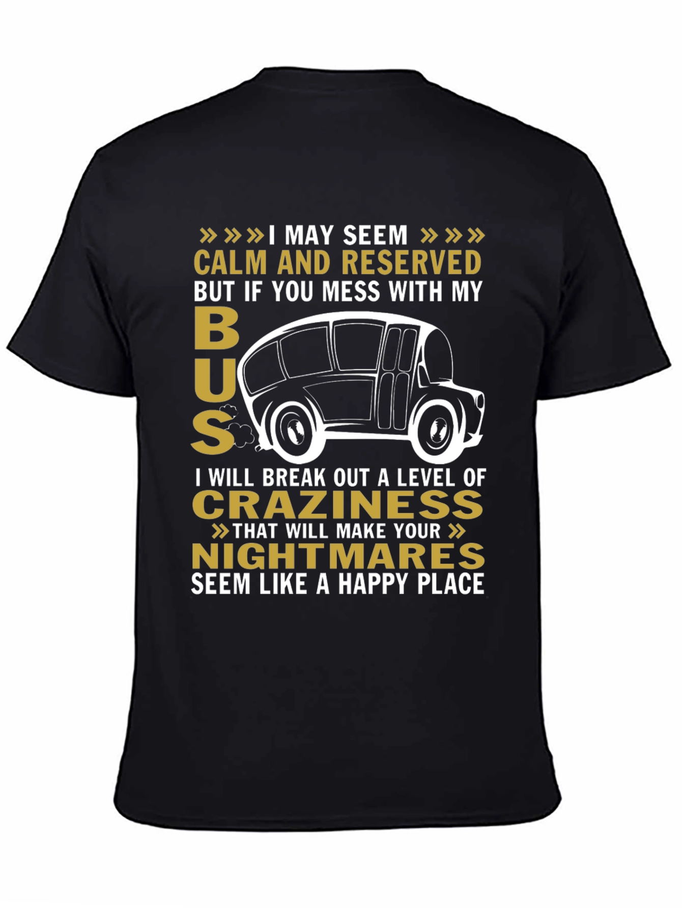 Black Calm and Reserved Bus Driver T-Shirt view 4