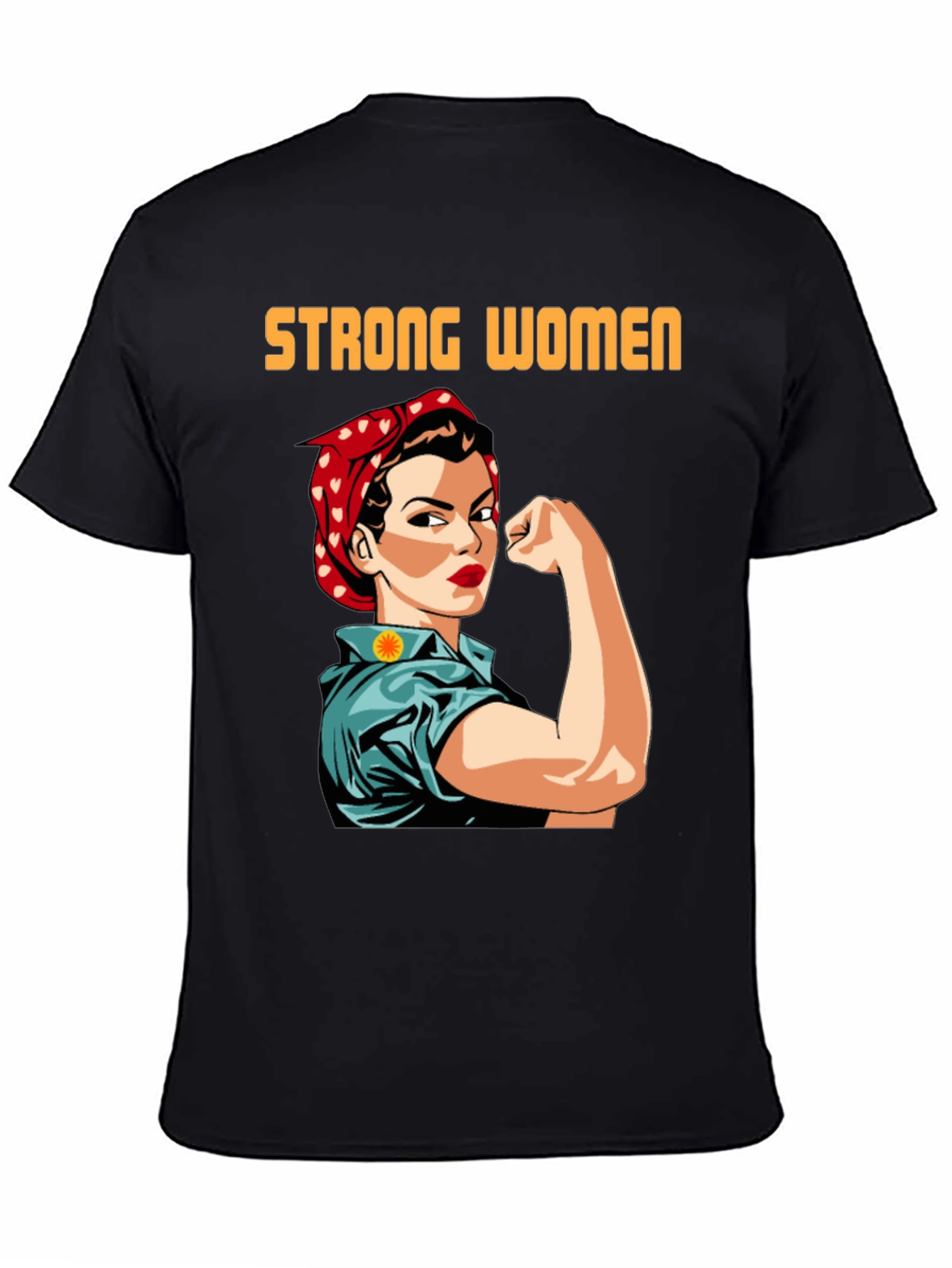Black Strong Women T-Shirt, Empowering Rosie the Riveter Graphic Tee view 4