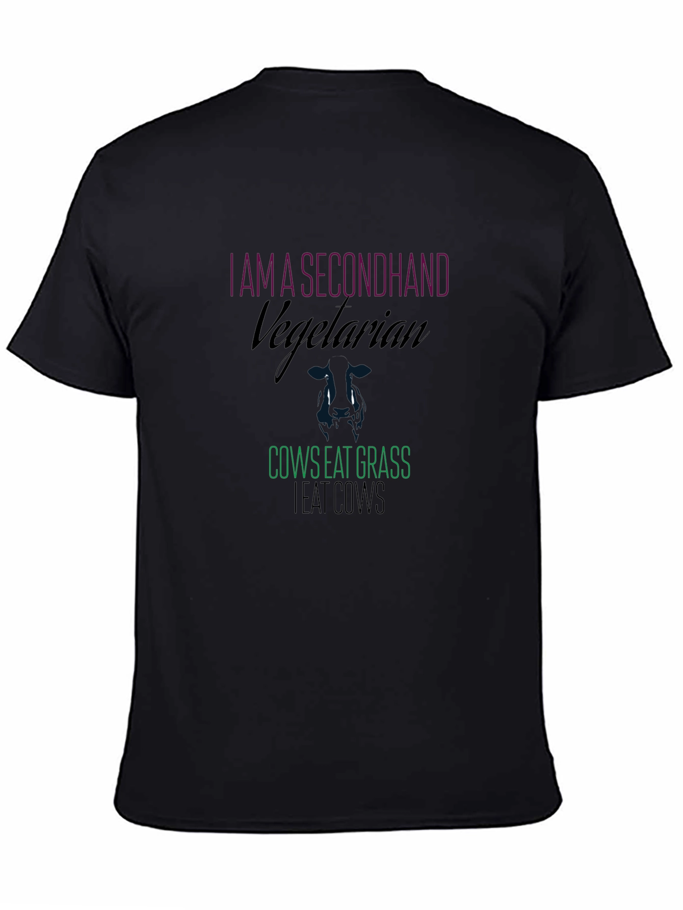 Black Secondhand Vegetarian Graphic Tee - Novelty Humor T-Shirt view 4