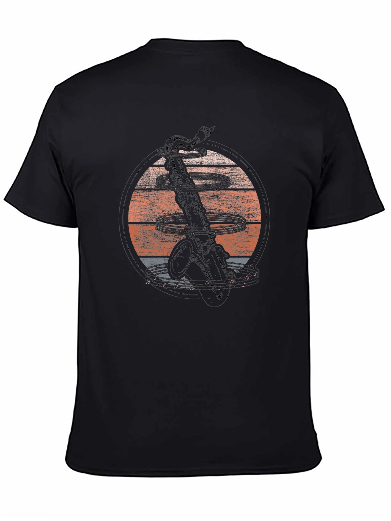 Black Saxophone Sunset Graphic Tee - Music Lover's T-Shirt view 4