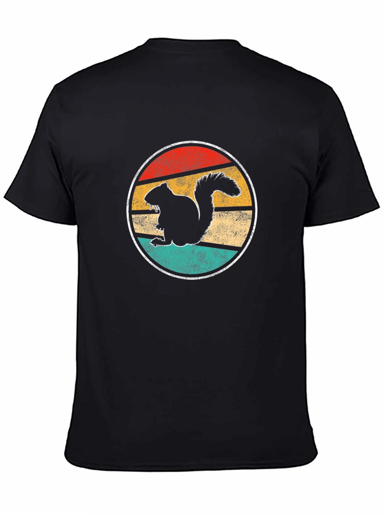 Black Retro Squirrel Graphic Tee - Vintage Style Black T-Shirt view 4