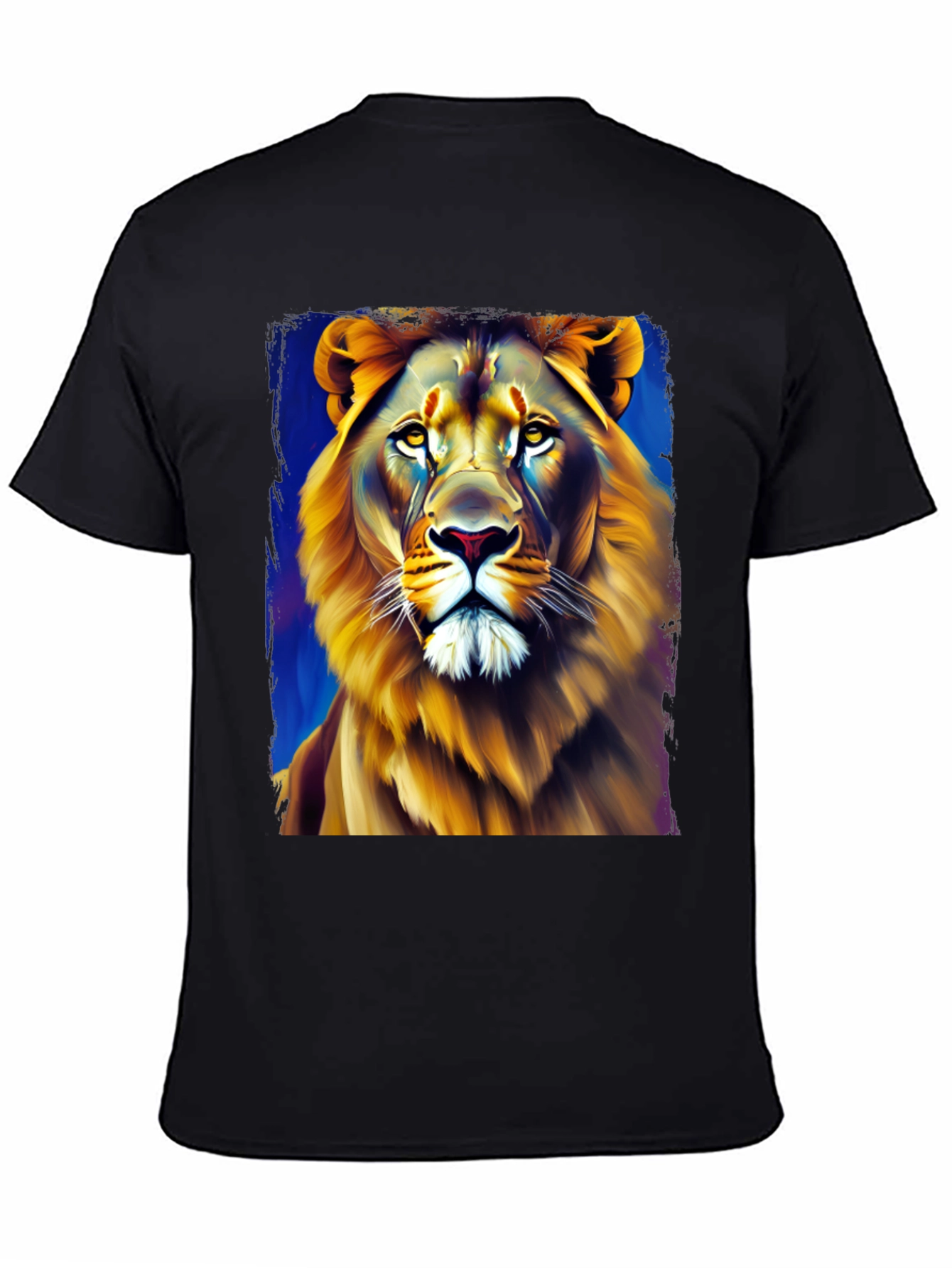 Black Lion Graphic Print Crew Neck T-Shirt view 4