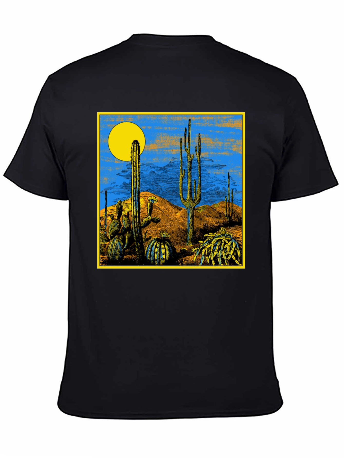 Black Desert Scene Graphic Print Black T-Shirt view 4