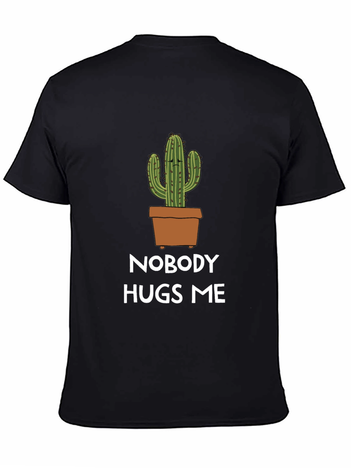 Black Nobody Hugs Me Cactus Graphic T-Shirt - Black view 4