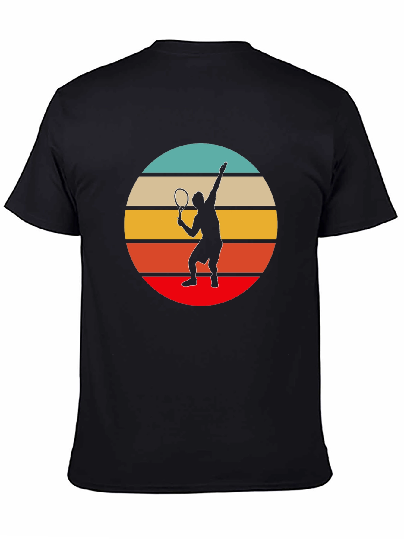 Black Retro Tennis Player Graphic T-Shirt view 4