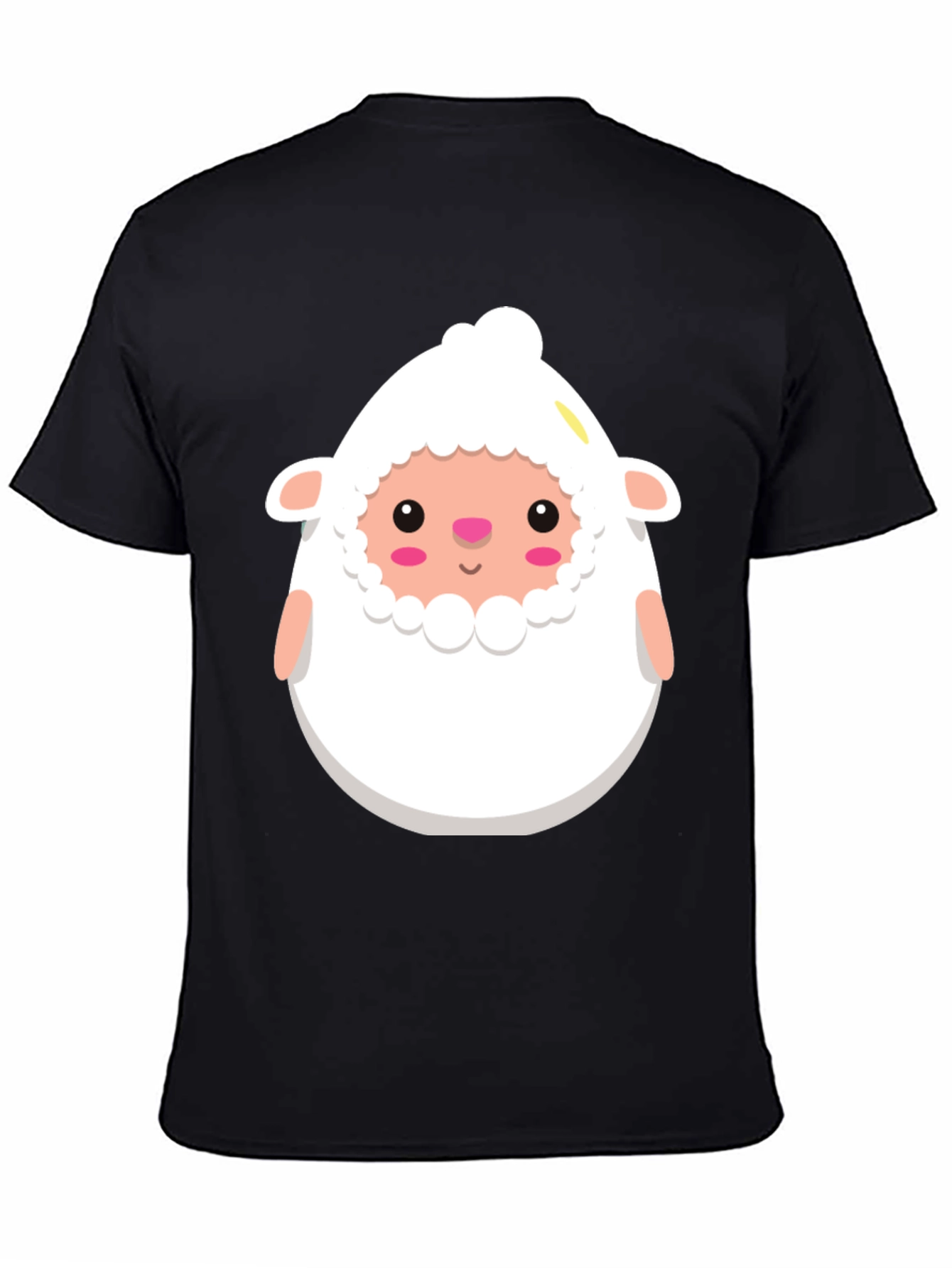 Black Cute Sheep Cartoon Black T-Shirt view 4