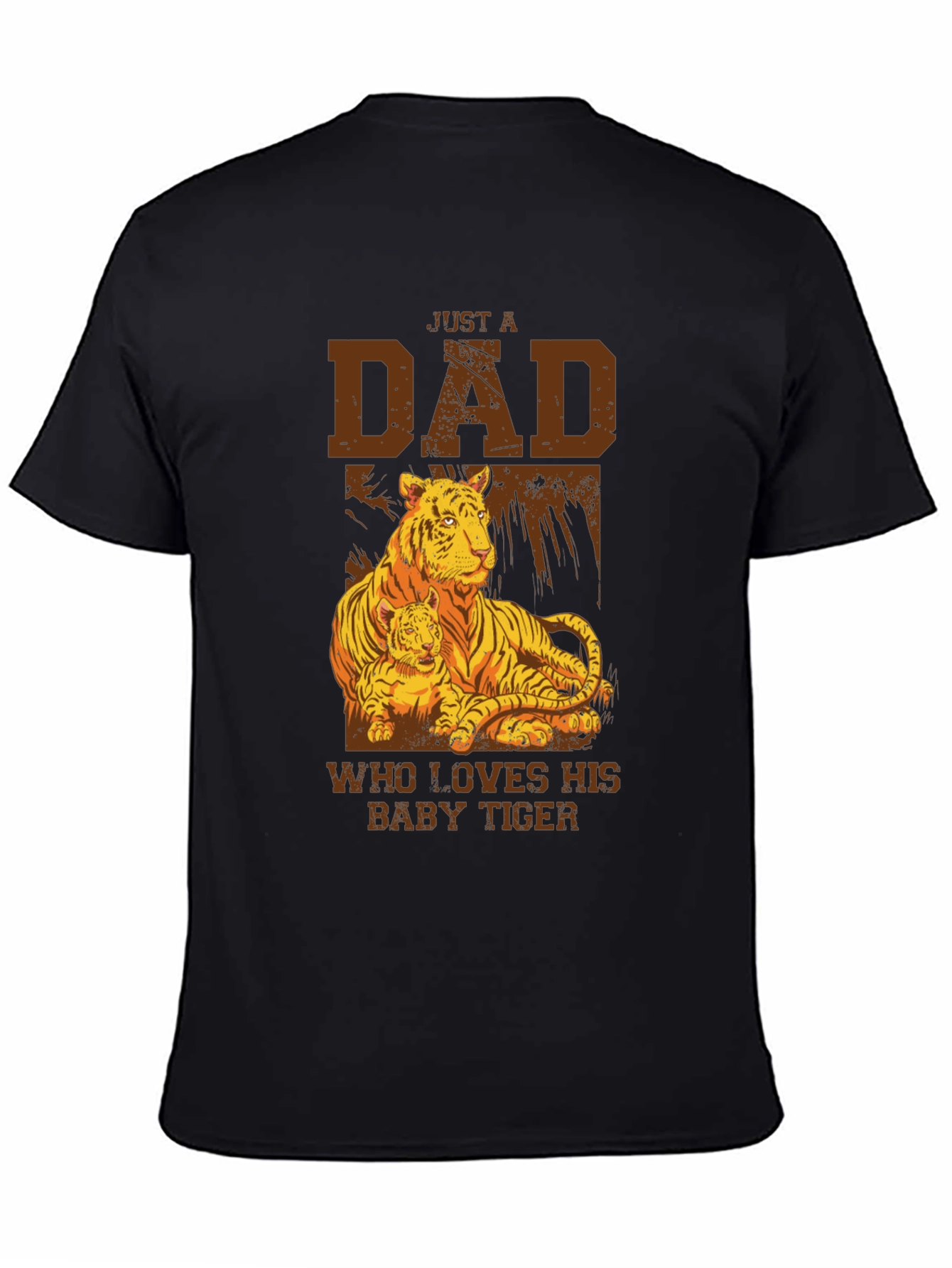 Black Dad & Baby Tiger Graphic Tee - Soft Black Cotton view 4
