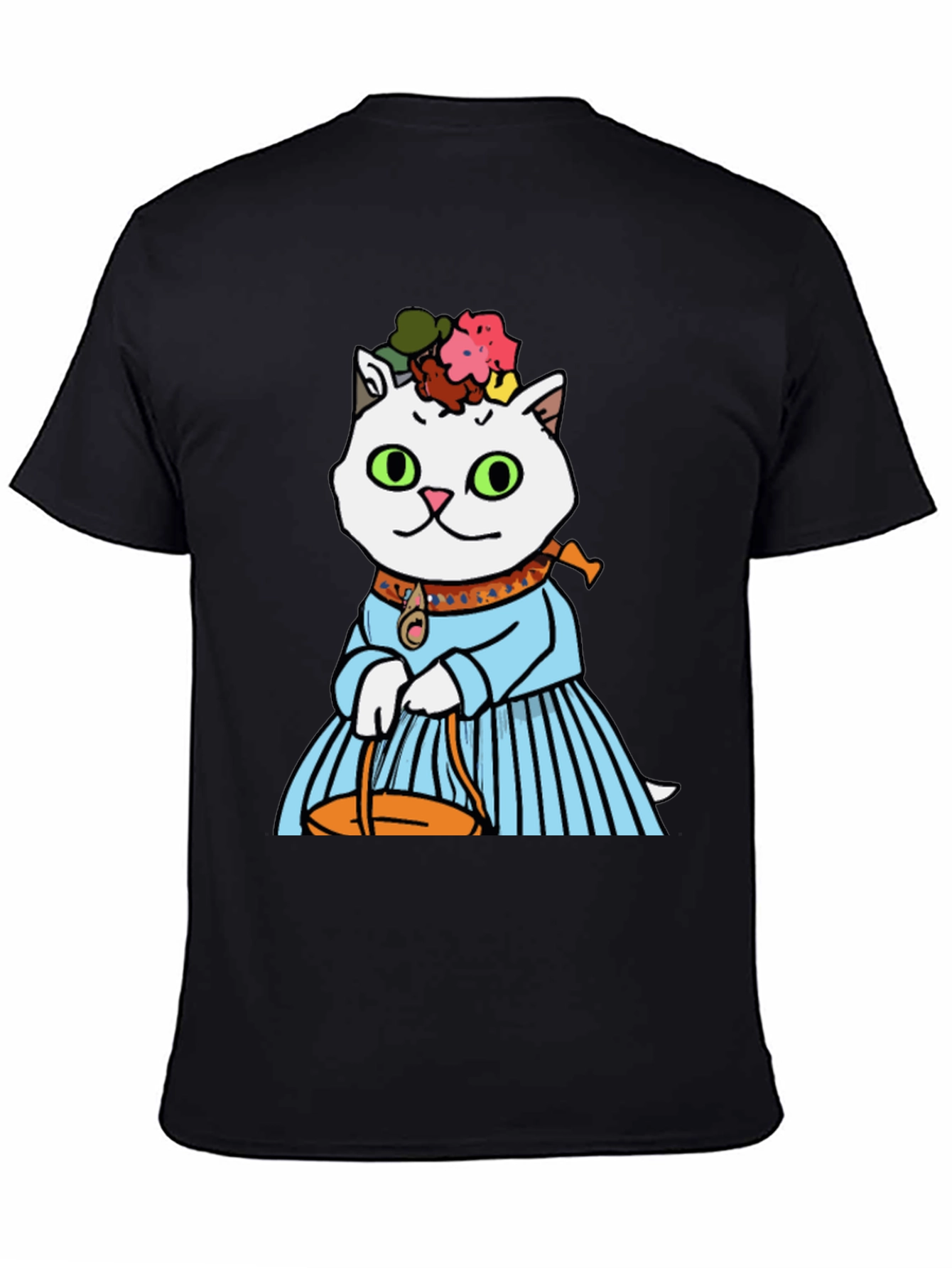 Black Frida Kahlo Cat T-Shirt - Artsy Novelty Tee view 4