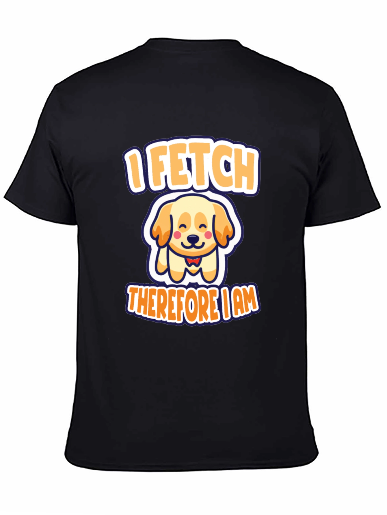 Black I Fetch Therefore I Am Dog T-Shirt view 4