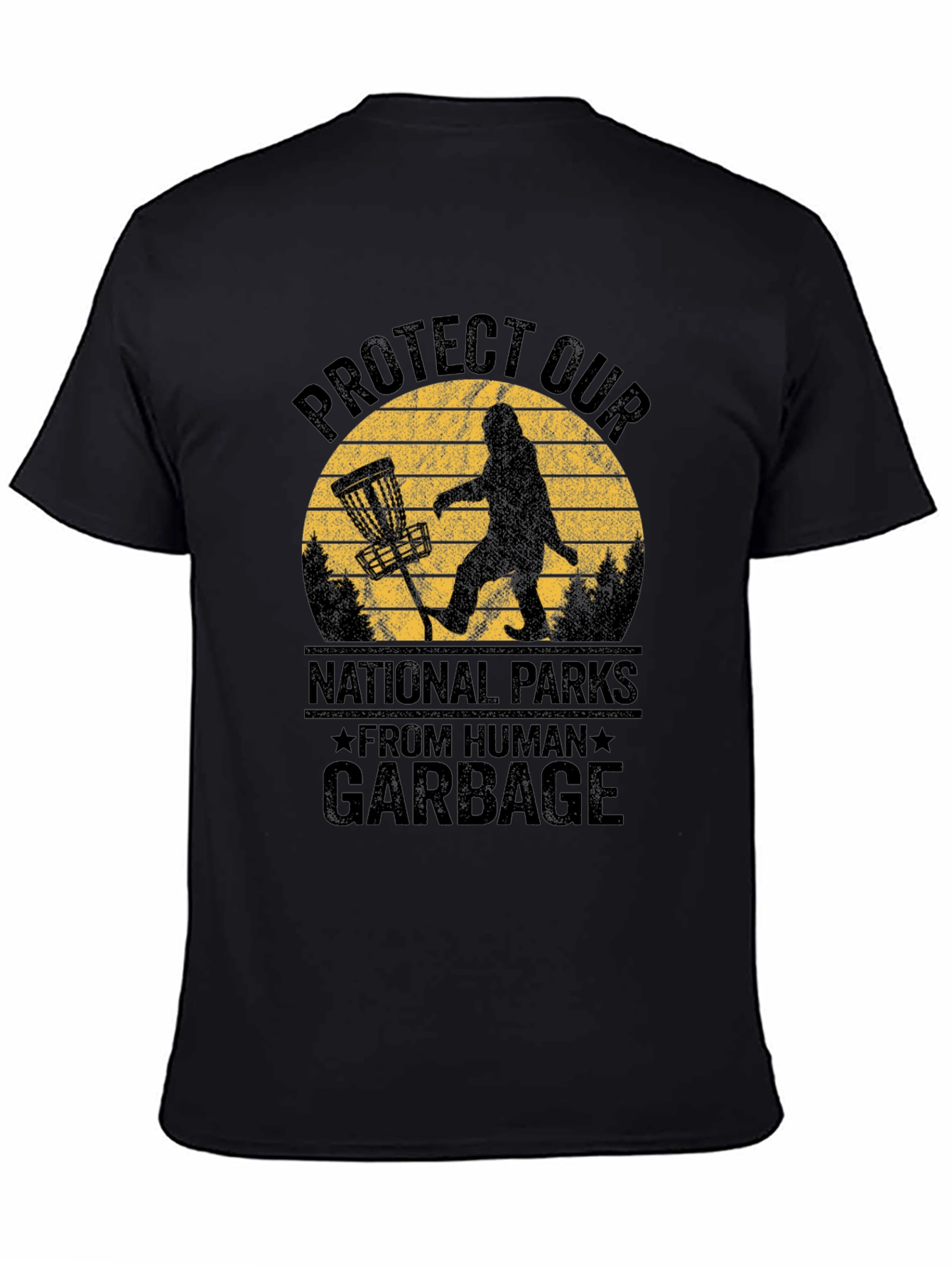 Black Protect Parks T-Shirt - Bigfoot Design view 4
