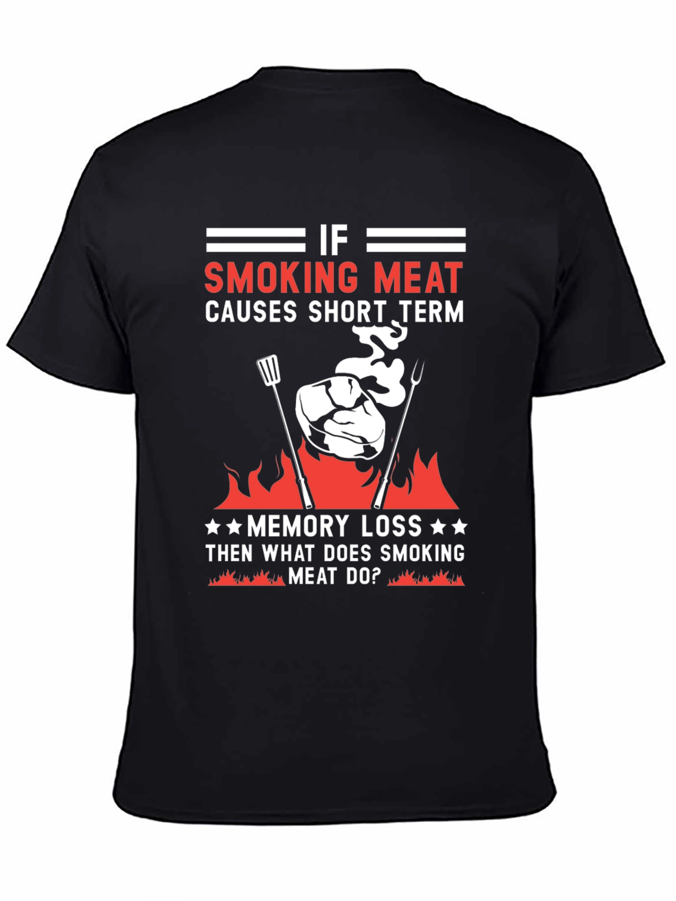Black Smoking Meat BBQ T-Shirt Funny Grill Master Tee view 4