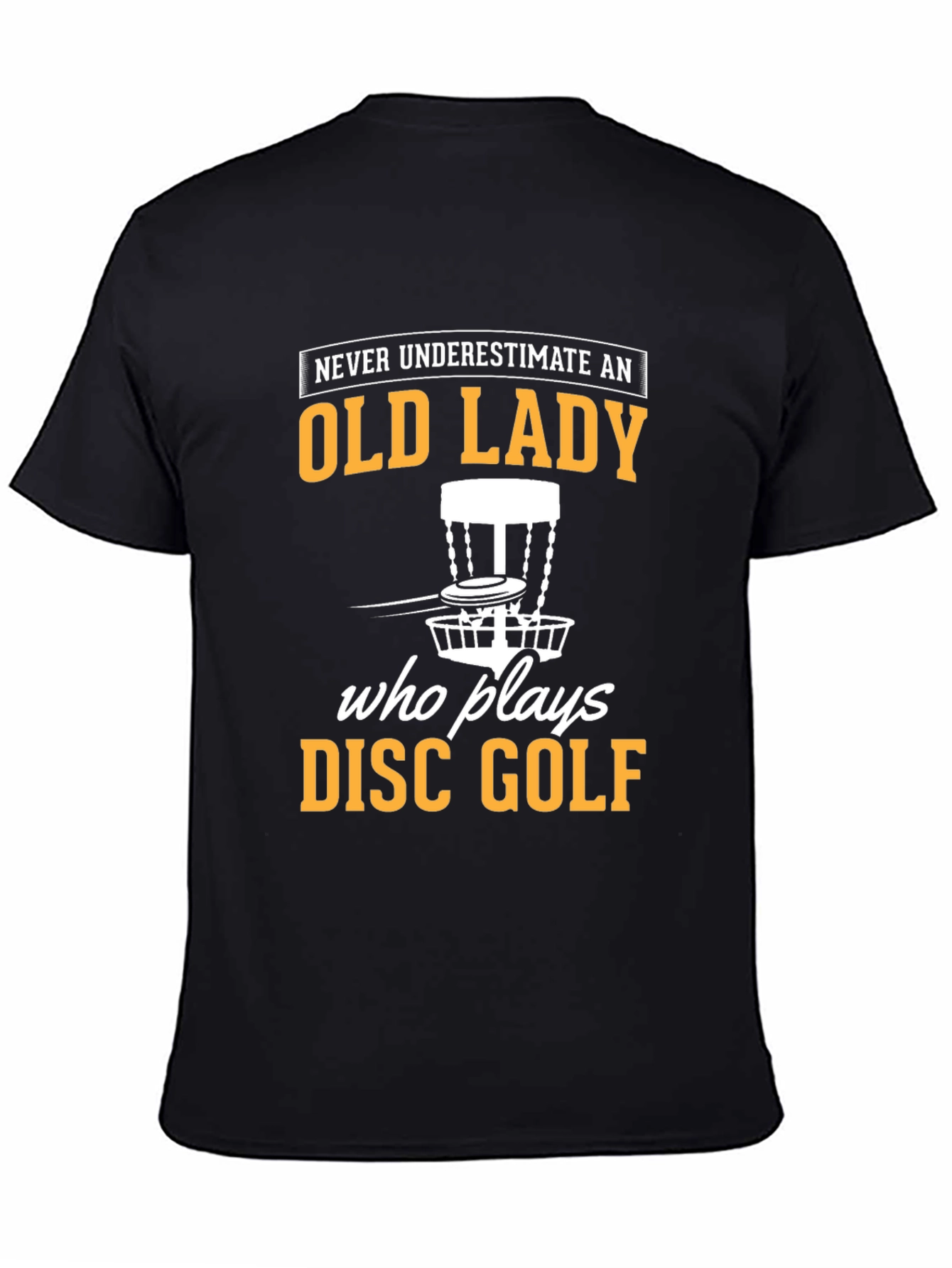 Black Old Lady Disc Golf T-Shirt view 4
