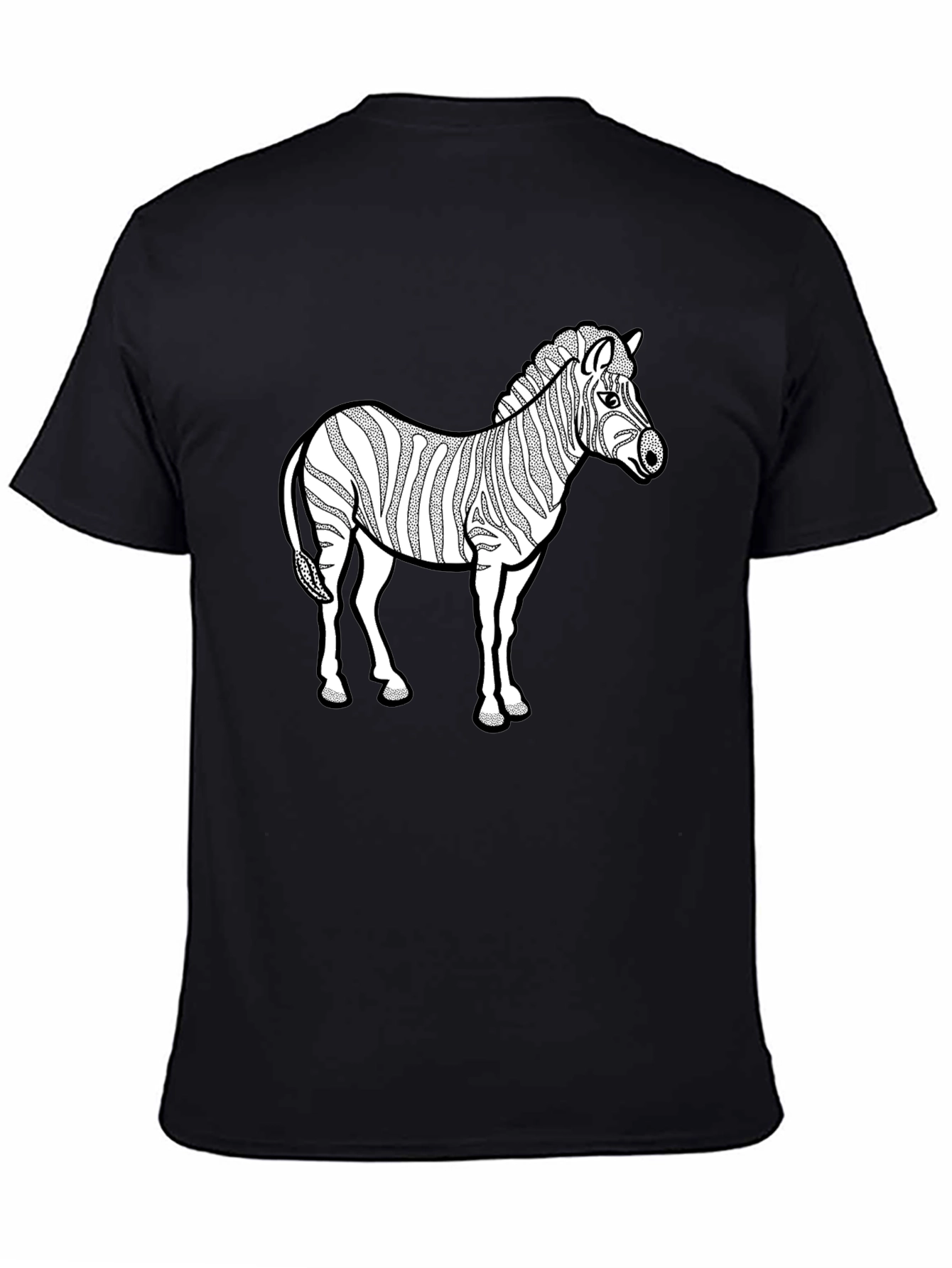 Black Zebra Graphic Print Black T-Shirt view 4