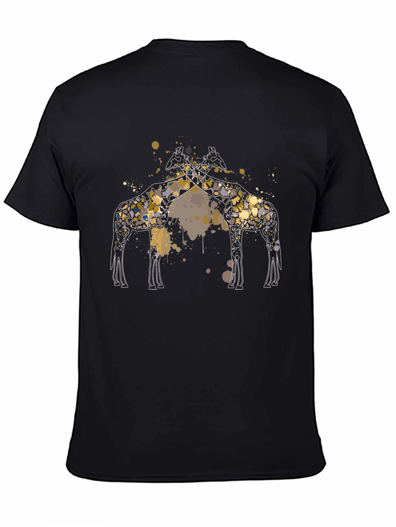 Black Giraffe Art Print Black Tee view 4