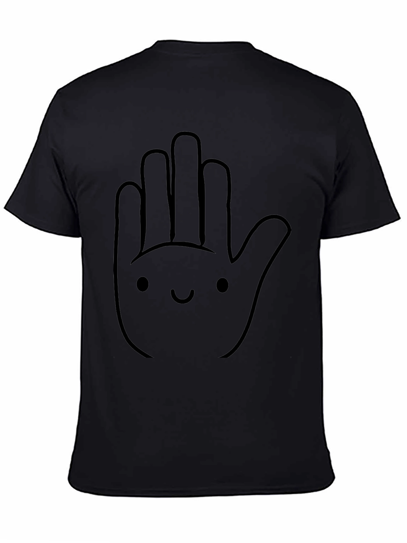 Black Funny Hand Graphic Tee - Casual Black T-Shirt view 4