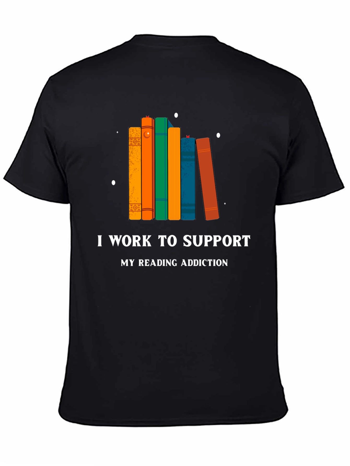 Black Reading Addiction T-Shirt - Black view 4