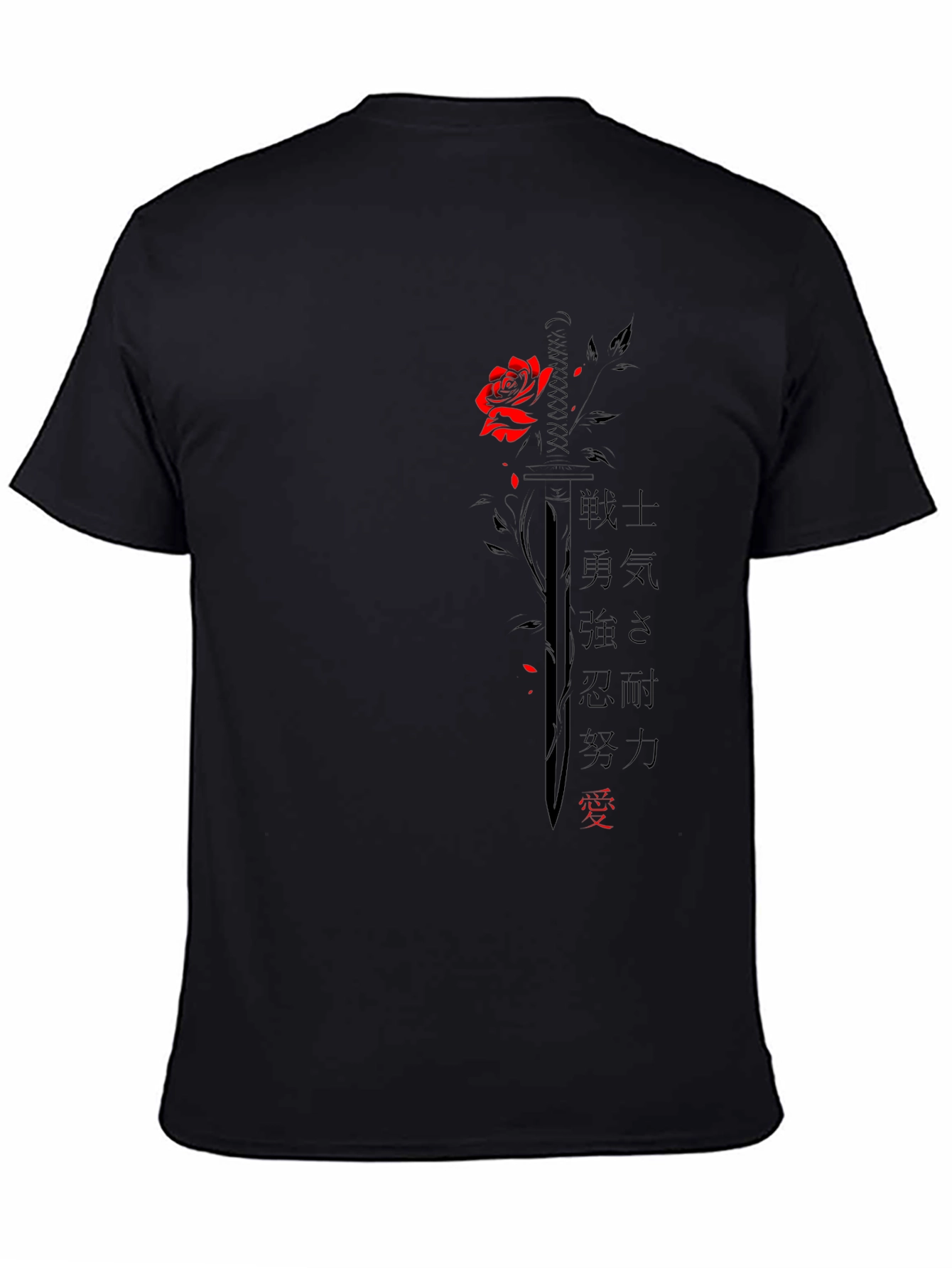Black Rose & Sword Graphic T-Shirt - Black view 4