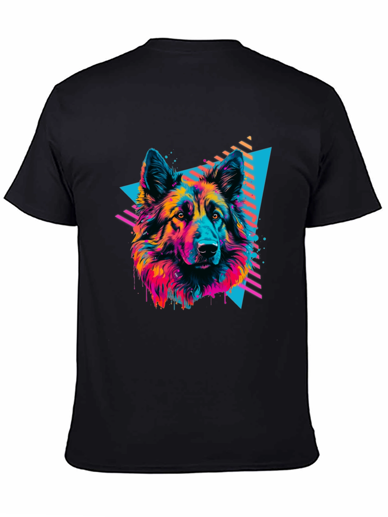 Black Neon Wolf Graphic Tee - Retro Style view 4