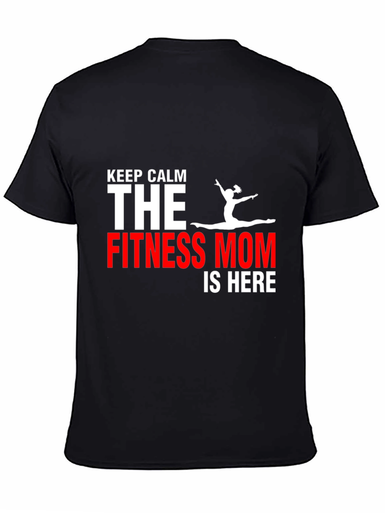 Black Fitness Mom T-Shirt - Keep Calm Gym Motivation view 4