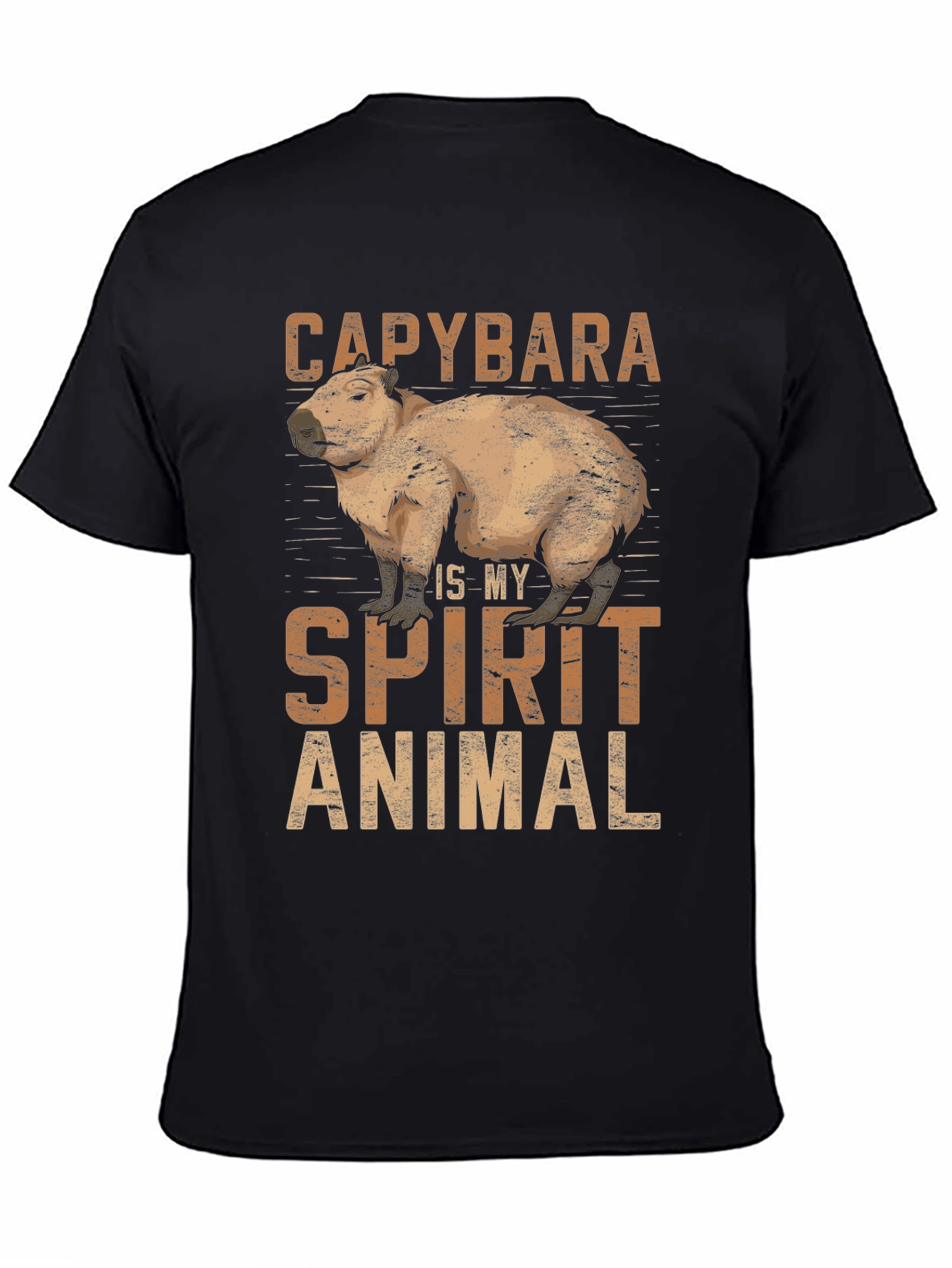 Black Capybara Spirit Animal Graphic T-Shirt - Unisex view 4
