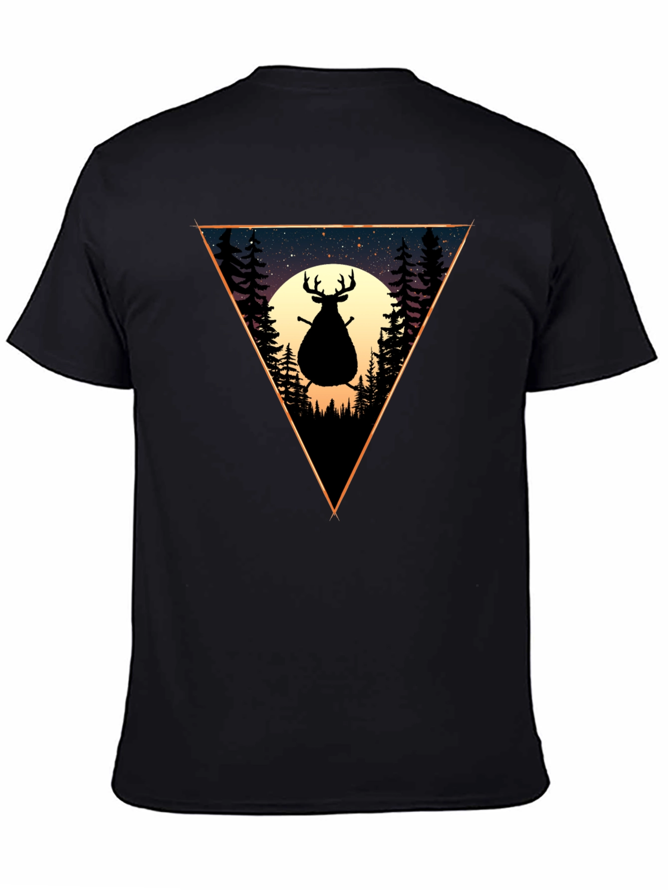 Black Silhouette Deer Graphic Tee - Nature Scene T-Shirt view 4