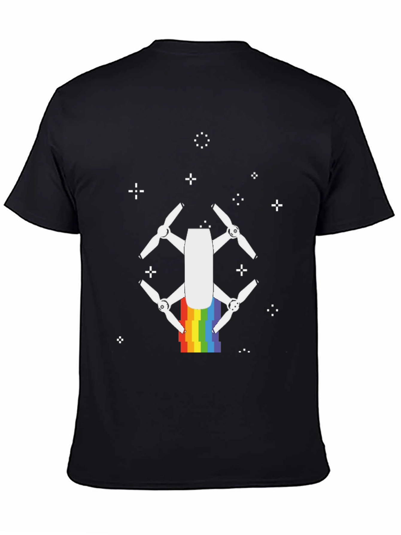 Black Rainbow Drone Graphic Tee - Black Cotton T-Shirt view 4