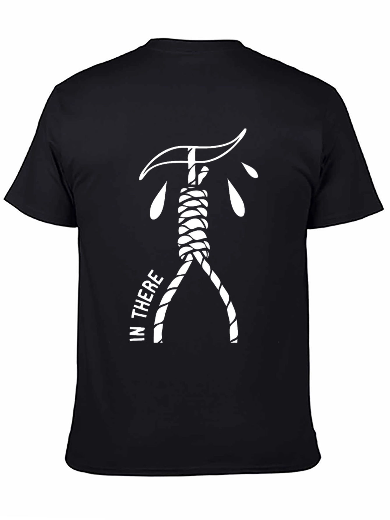 Black Edgy Gallows Humor Graphic Tee - Black Cotton Blend T-Shirt view 4