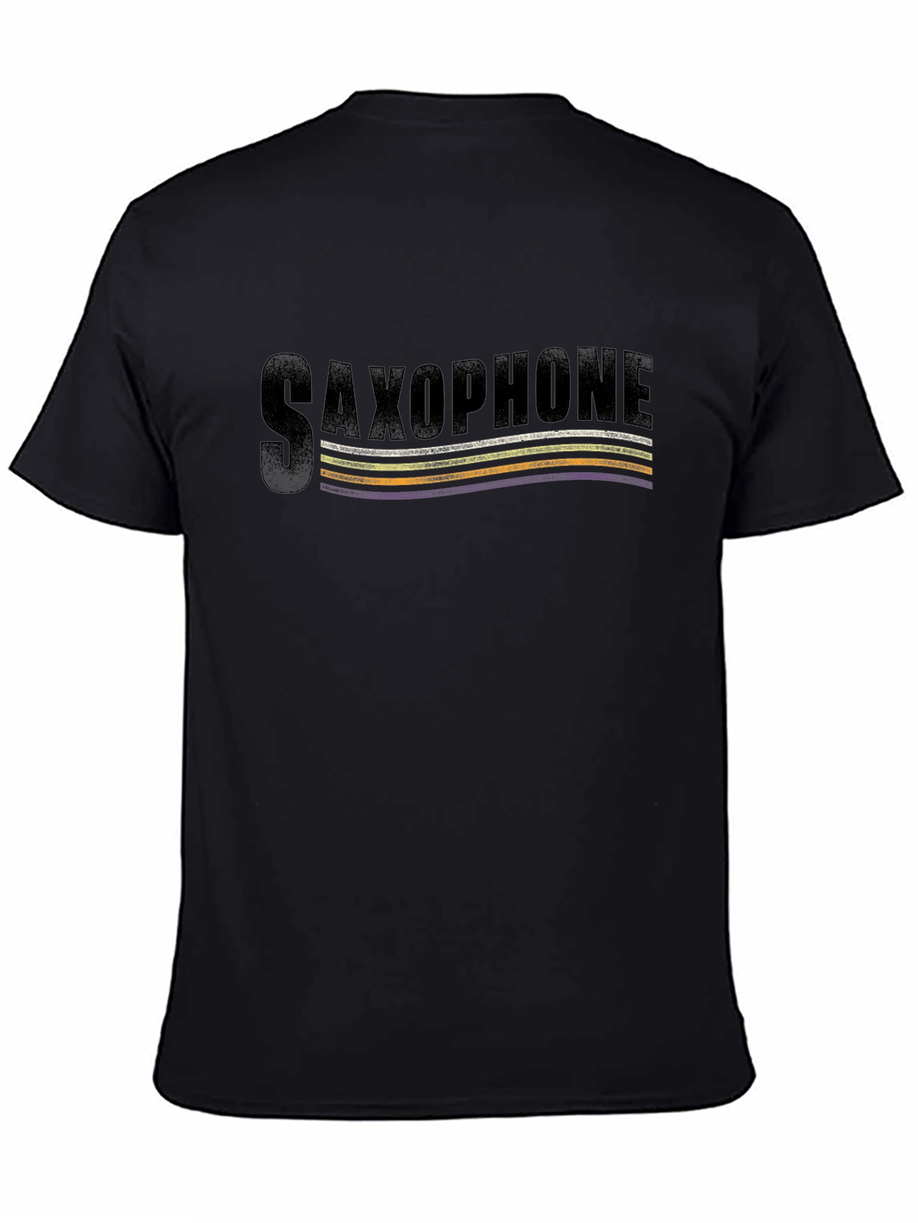 Black Saxophone Retro Music T-Shirt view 4