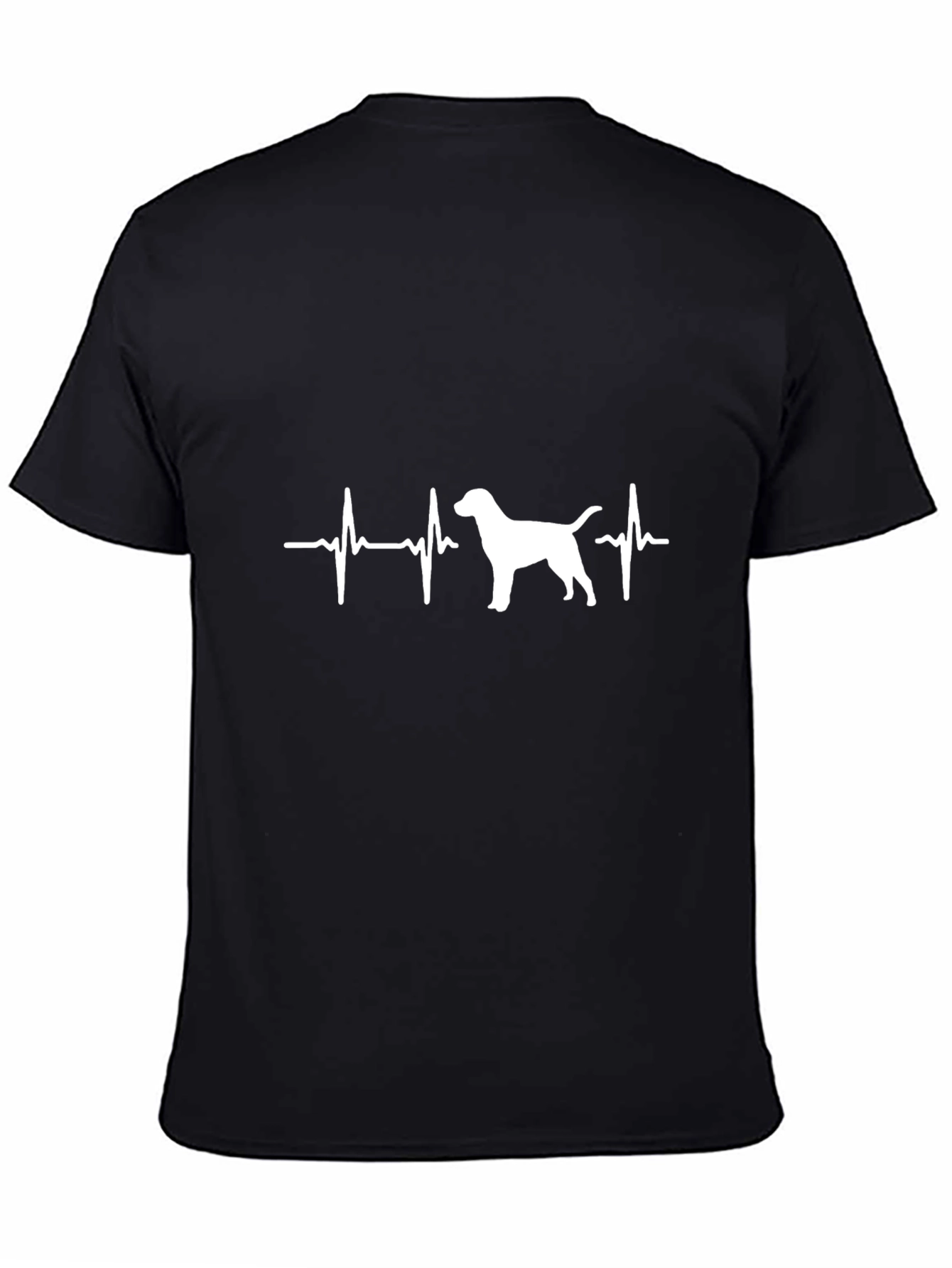 Black Dog Heartbeat T-Shirt - Black Cotton Tee view 4