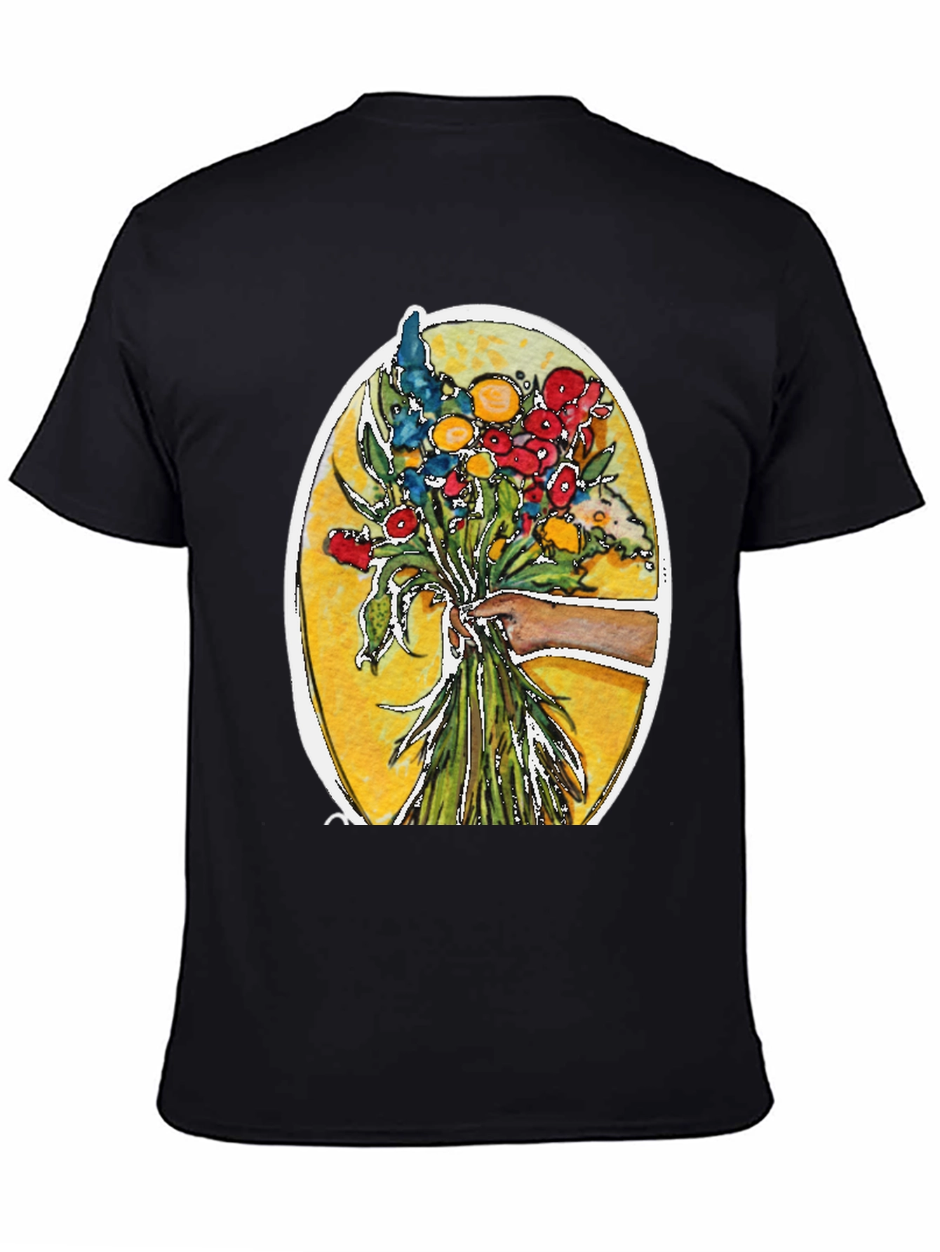 Black Floral Bouquet Graphic T-Shirt view 4