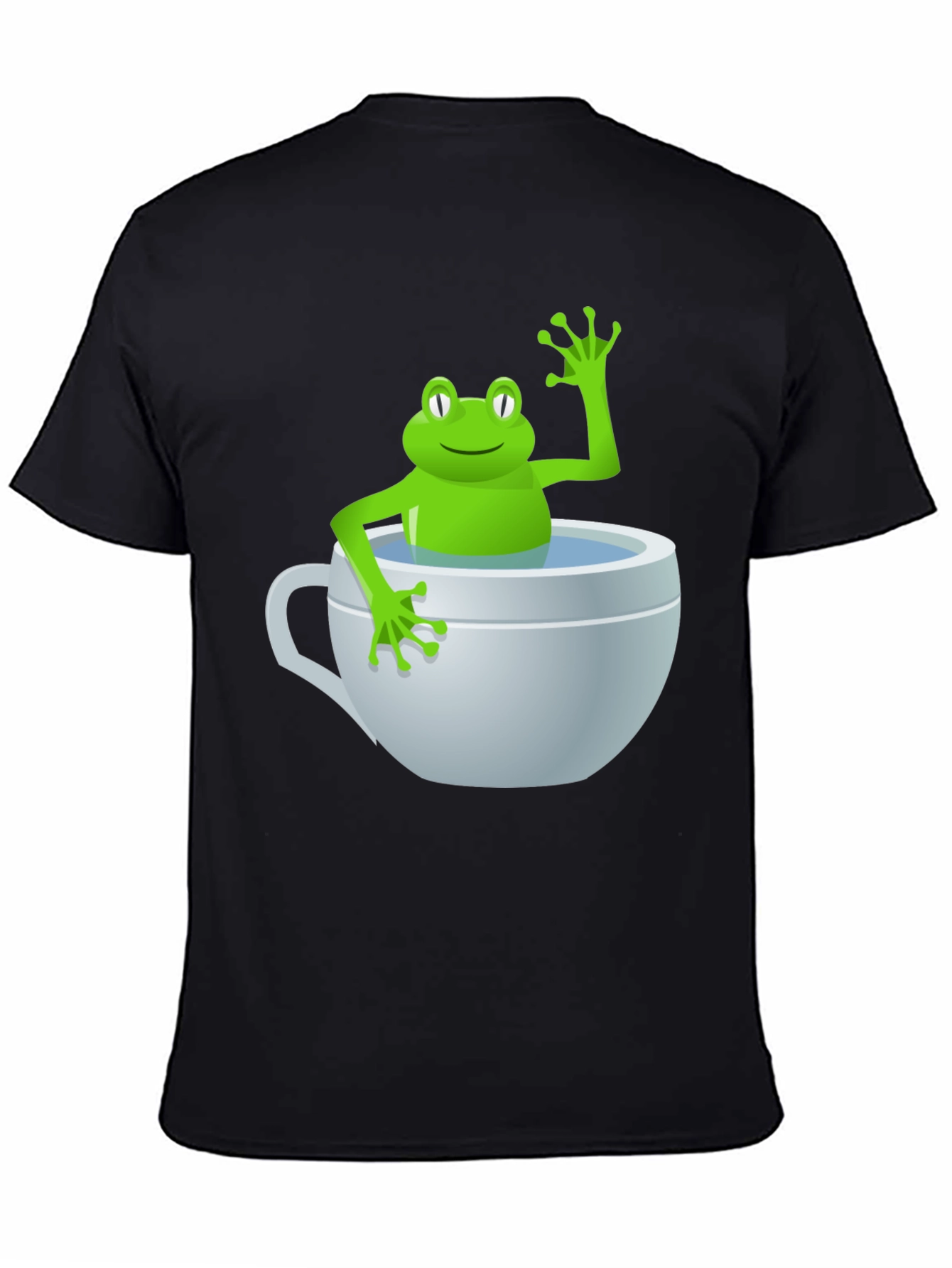 Black Frog in a Cup Graphic Tee - Funny Animal Shirt view 4