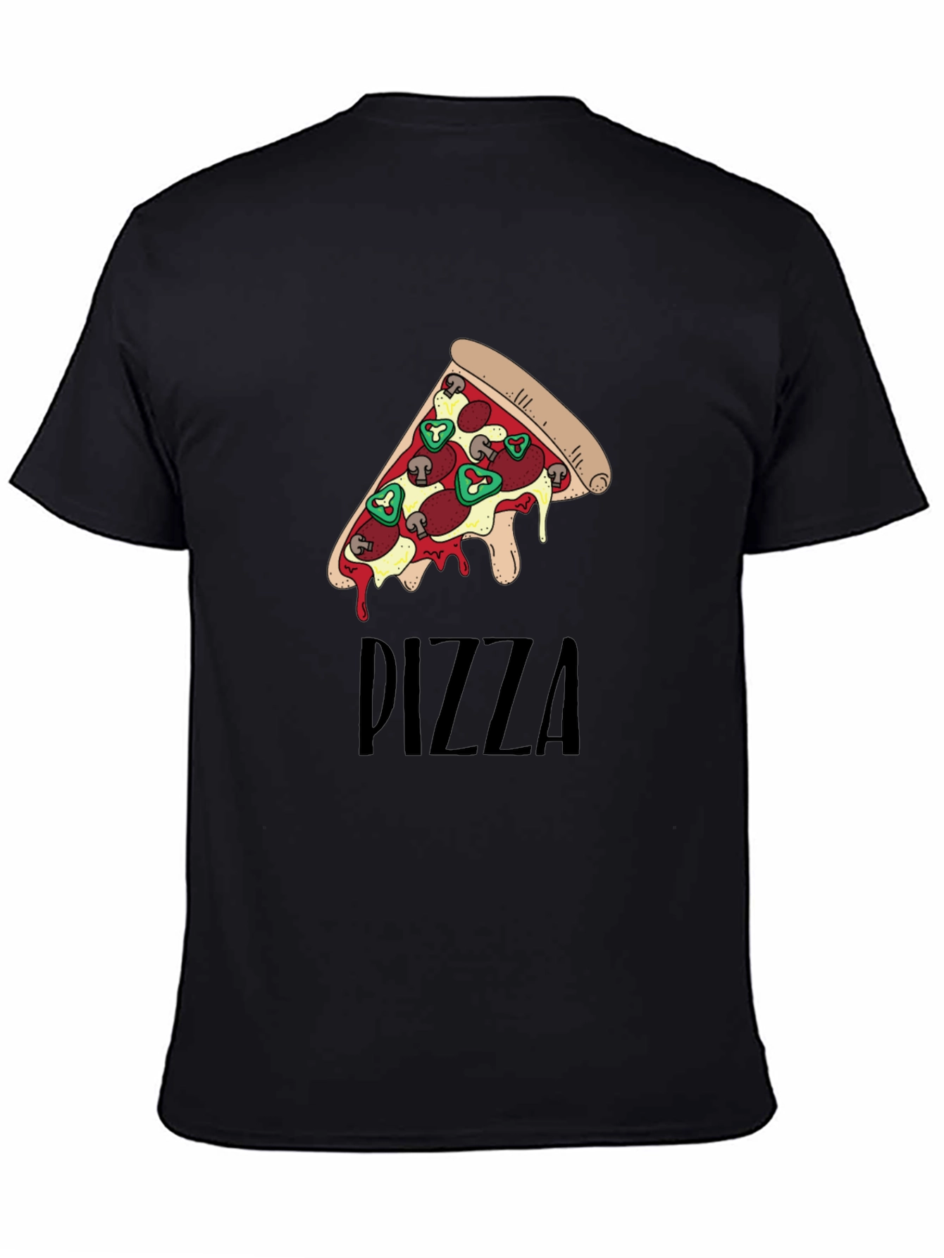 Black Pizza Slice Graphic Print Black T-Shirt view 4