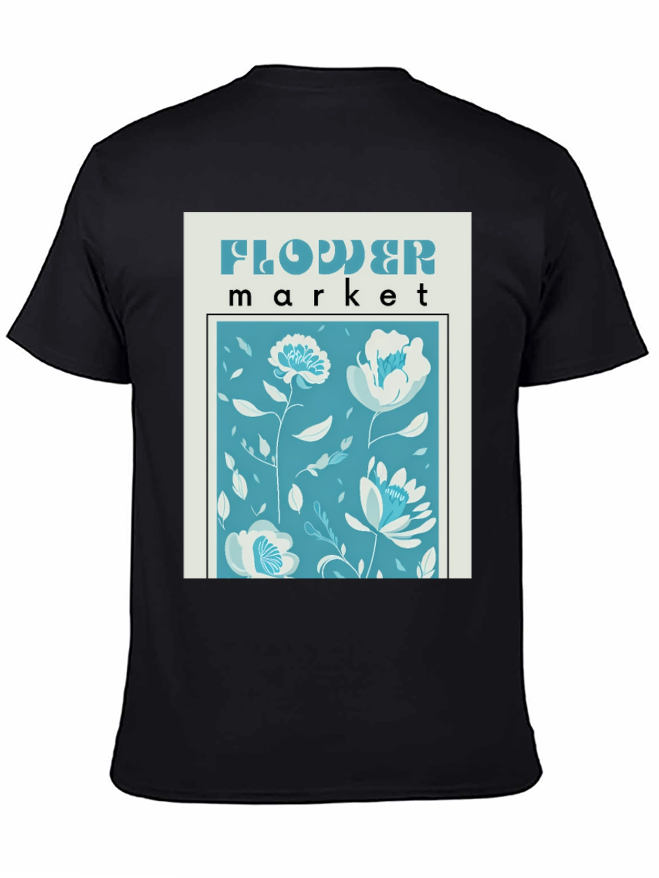 Black Floral Market Graphic Tee - Stylish Black Cotton Shirt view 4