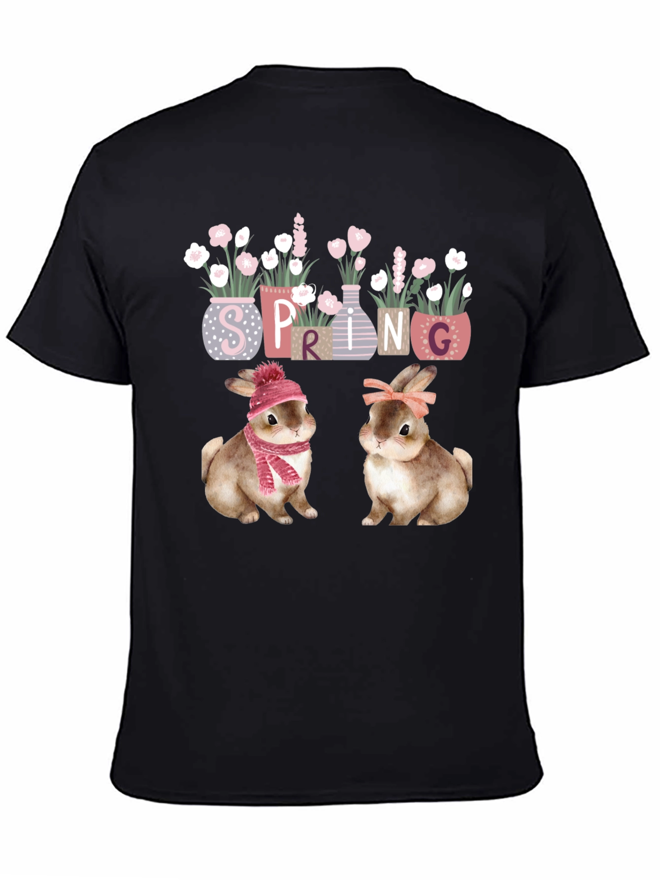 Black Spring Bunnies T-Shirt view 4