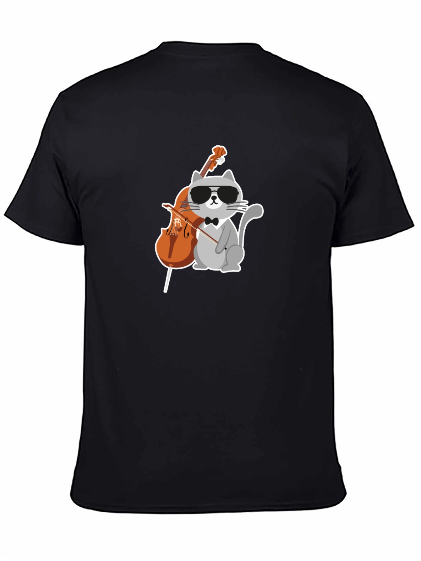 Black Cool Cat Cello Player Graphic Tee view 4