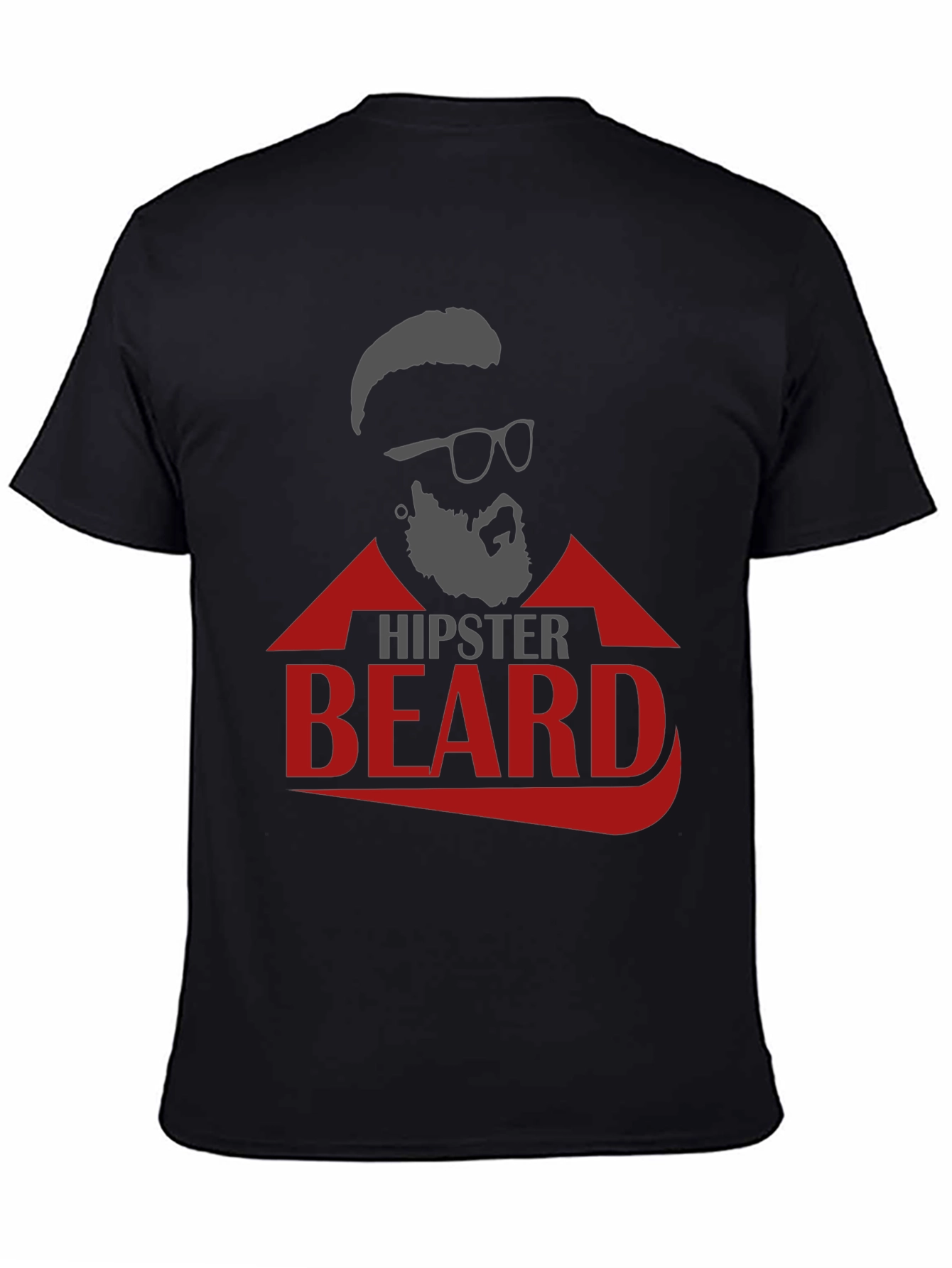 Black Hipster Beard Graphic T-Shirt view 4