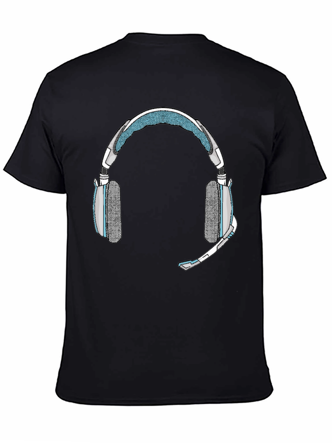 Black Gaming Headset Graphic Tee - Gamer Style Shirt view 4