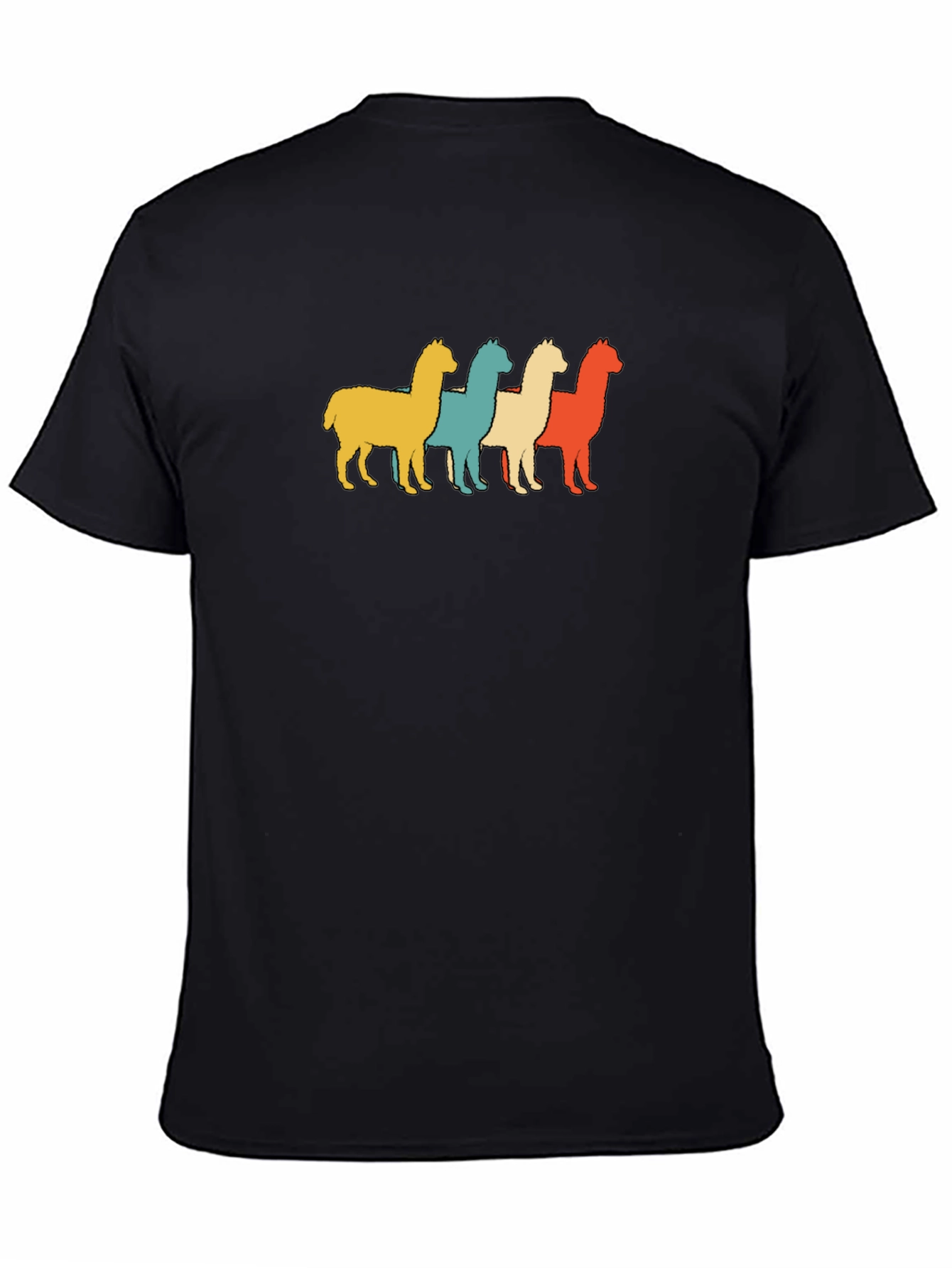Black Retro Alpaca T-Shirt - Graphic Tee for Men view 4