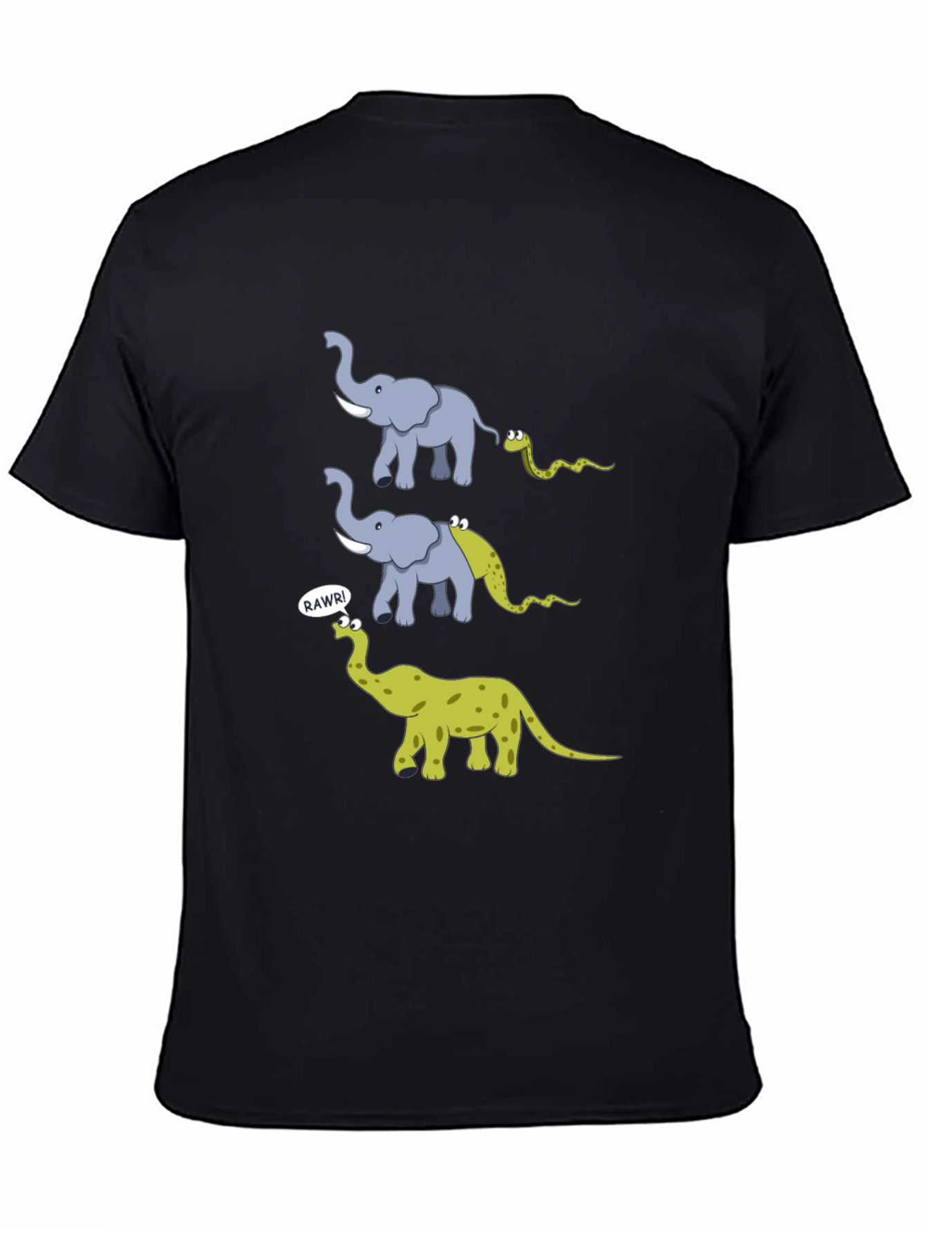 Black Elephant Evolution T-Shirt - Funny Dinosaur Design view 4
