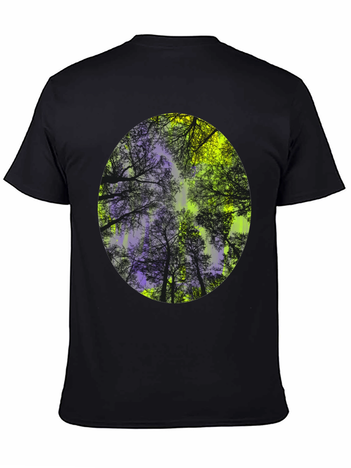 Black Nature Print Black T-Shirt view 4